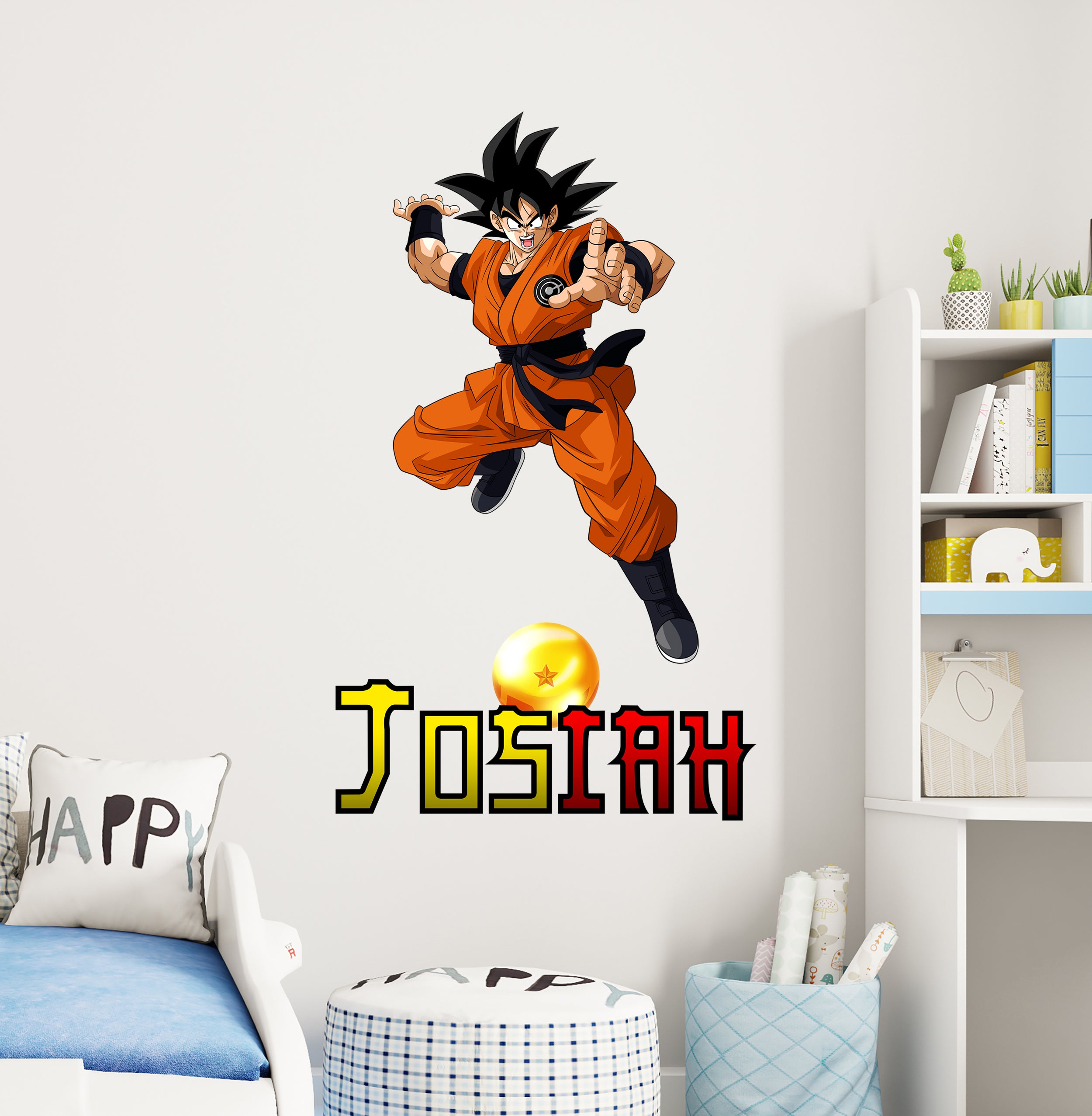 Dragon Ball Z Son Goku Personalized Name Wall Sticker Removable Decal Custom Wall Decor Art GMD25