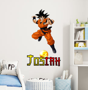 Dragon Ball Z Son Goku Personalized Name Wall Sticker Removable Decal Custom Wall Decor Art GMD25