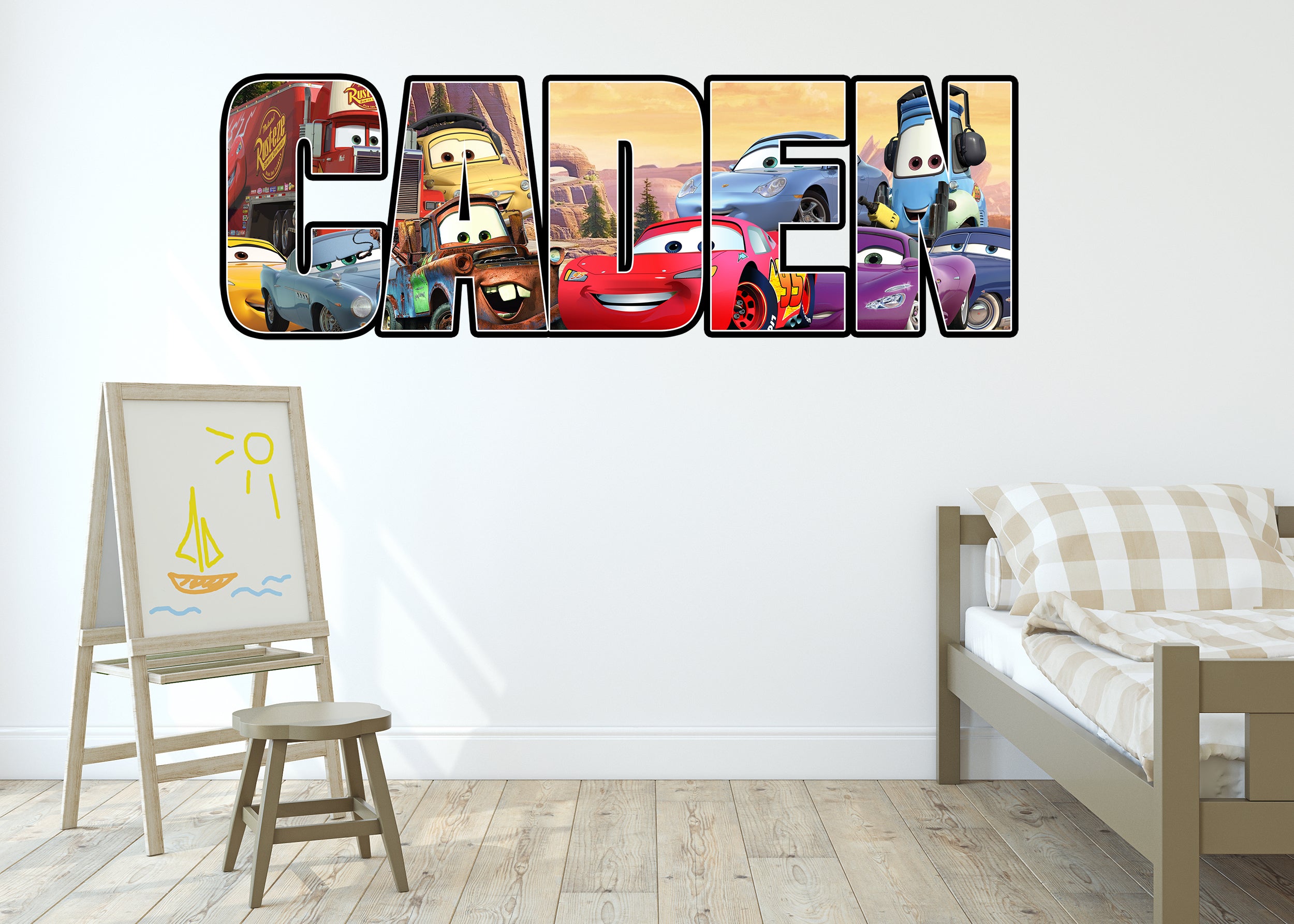 Cars Movie Lightning Mcqueen Personalized Custom Name Wall Sticker Decal