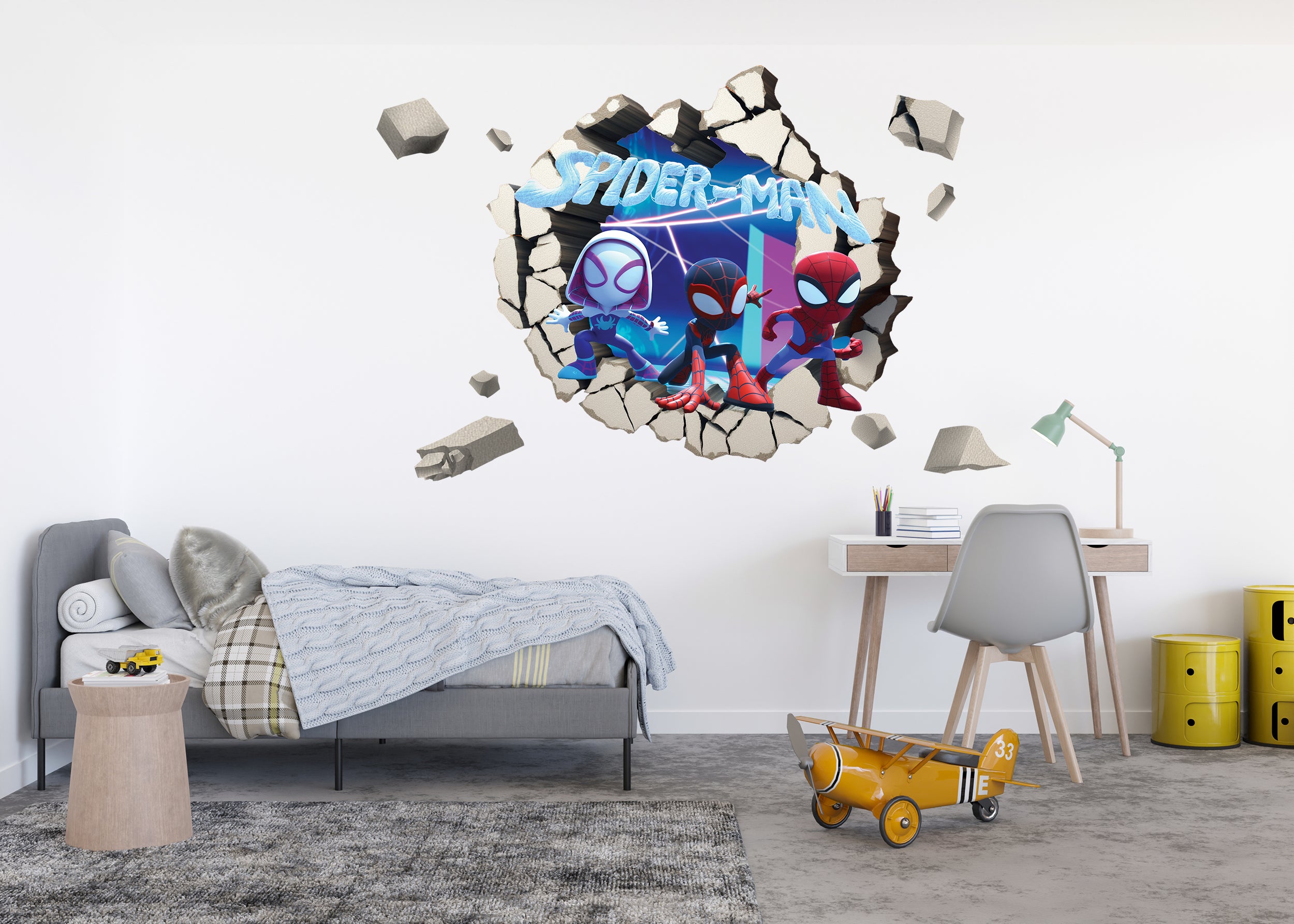 Spidey And His Amazing Friends Wall Sticker 3D Wall Smashed Hole Effect Decal 02