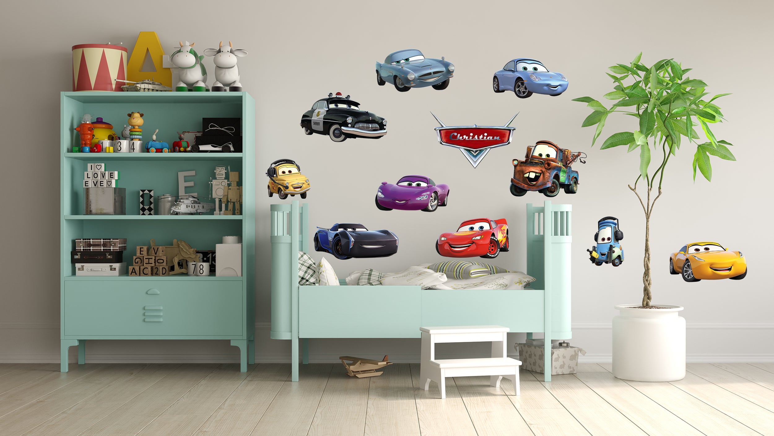 Disney Cars Characters Set Personalized Name Wall Sticker Removable Decal Custom CMO10