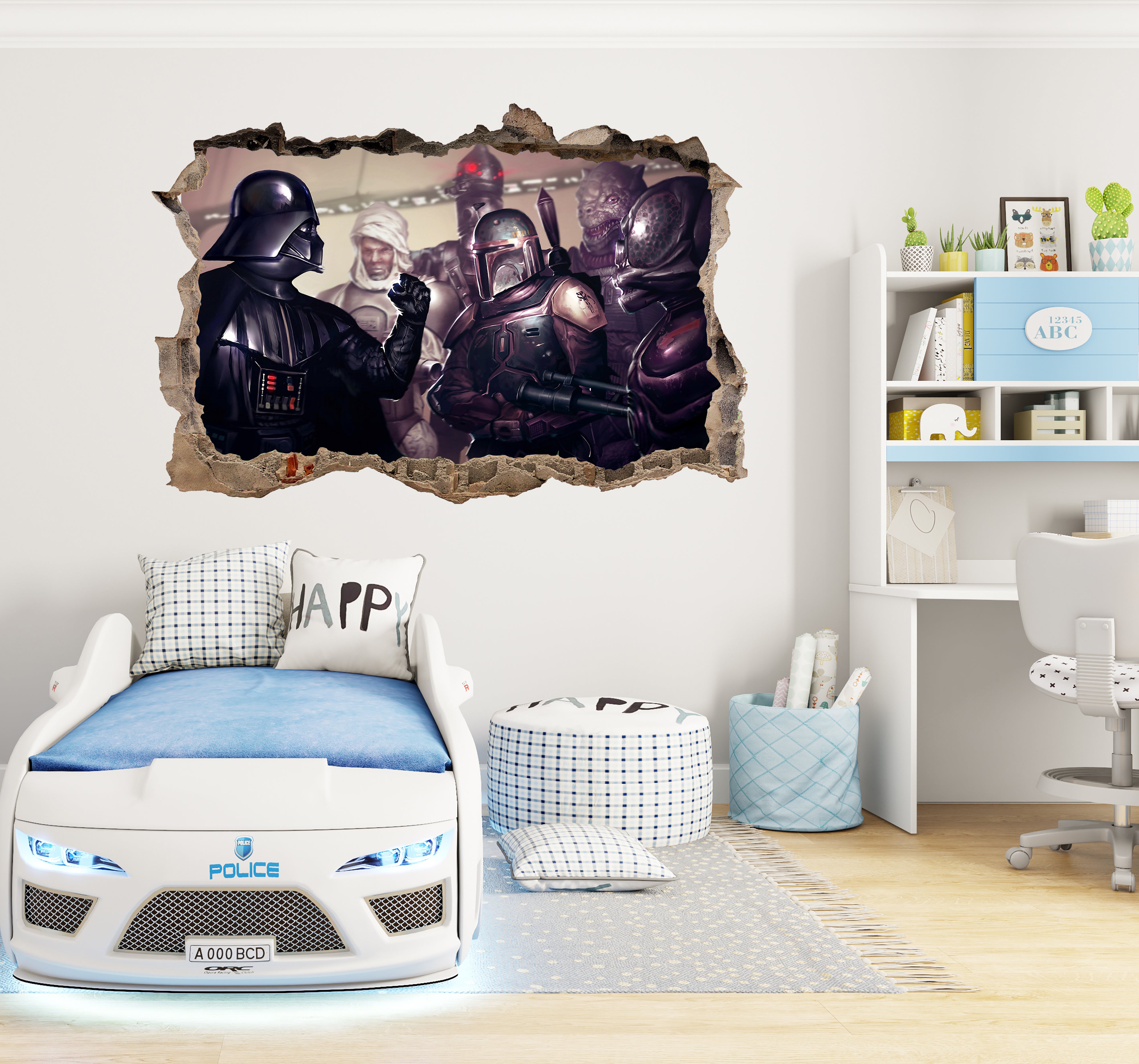 Star Wars Darth Vader Boba Fett 3D Smashed Wall Decal Sticker Art Decor SW30