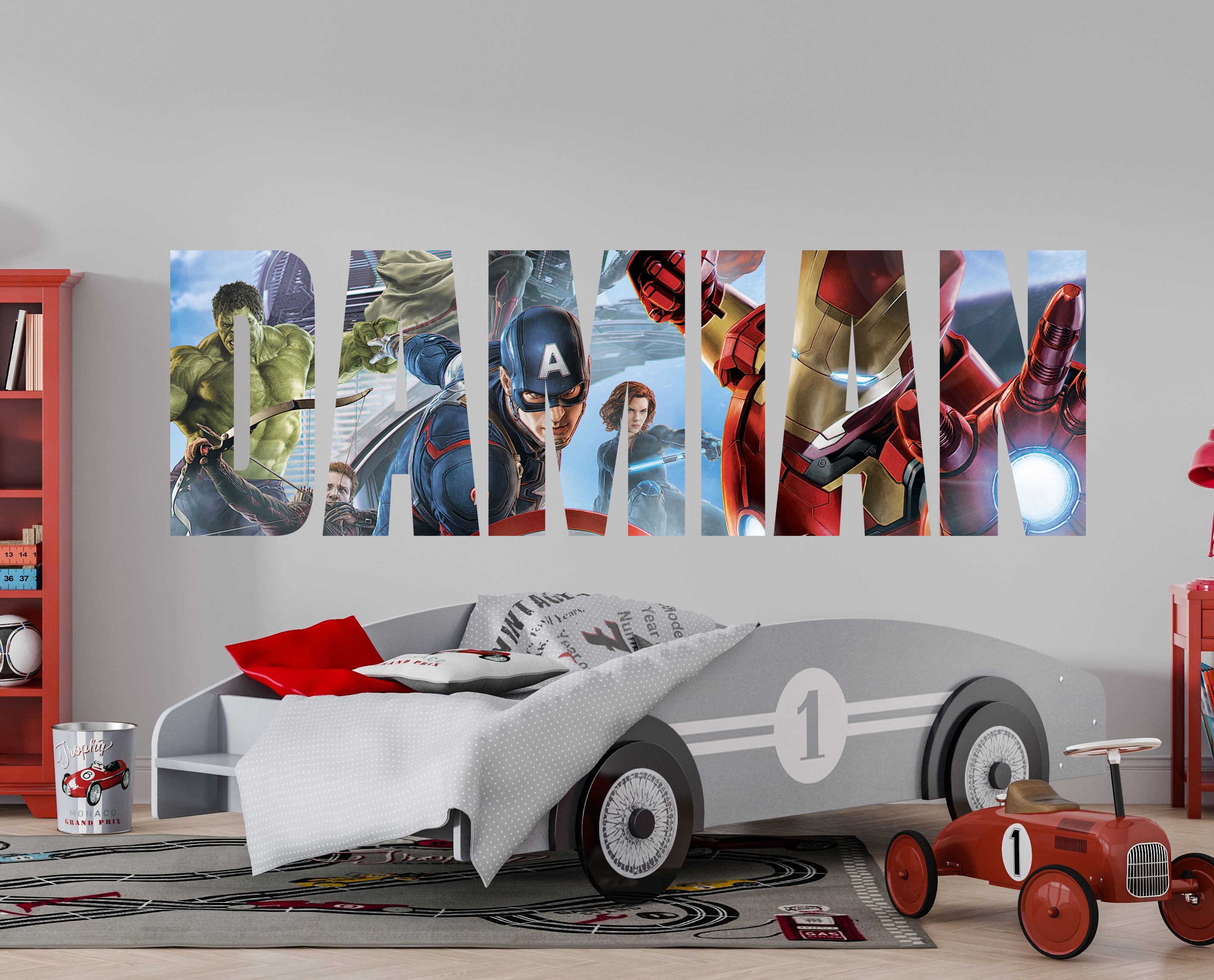 Marvel Avengers Super Heroes Personalized Custom Name Wall Sticker Decal 02