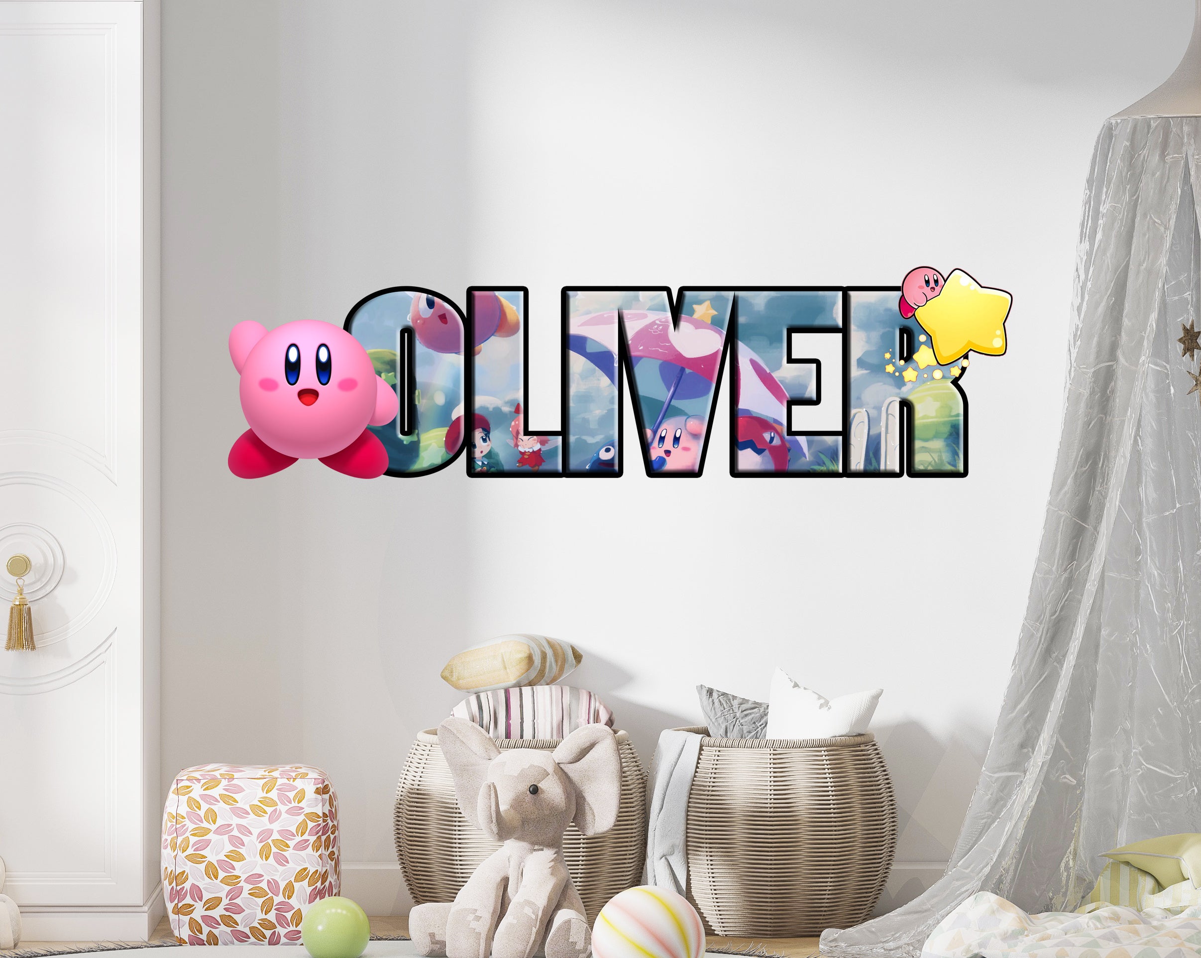 Kirby Personalized Custom Name Decal Wall Sticker Home Decor Art Mural Kids