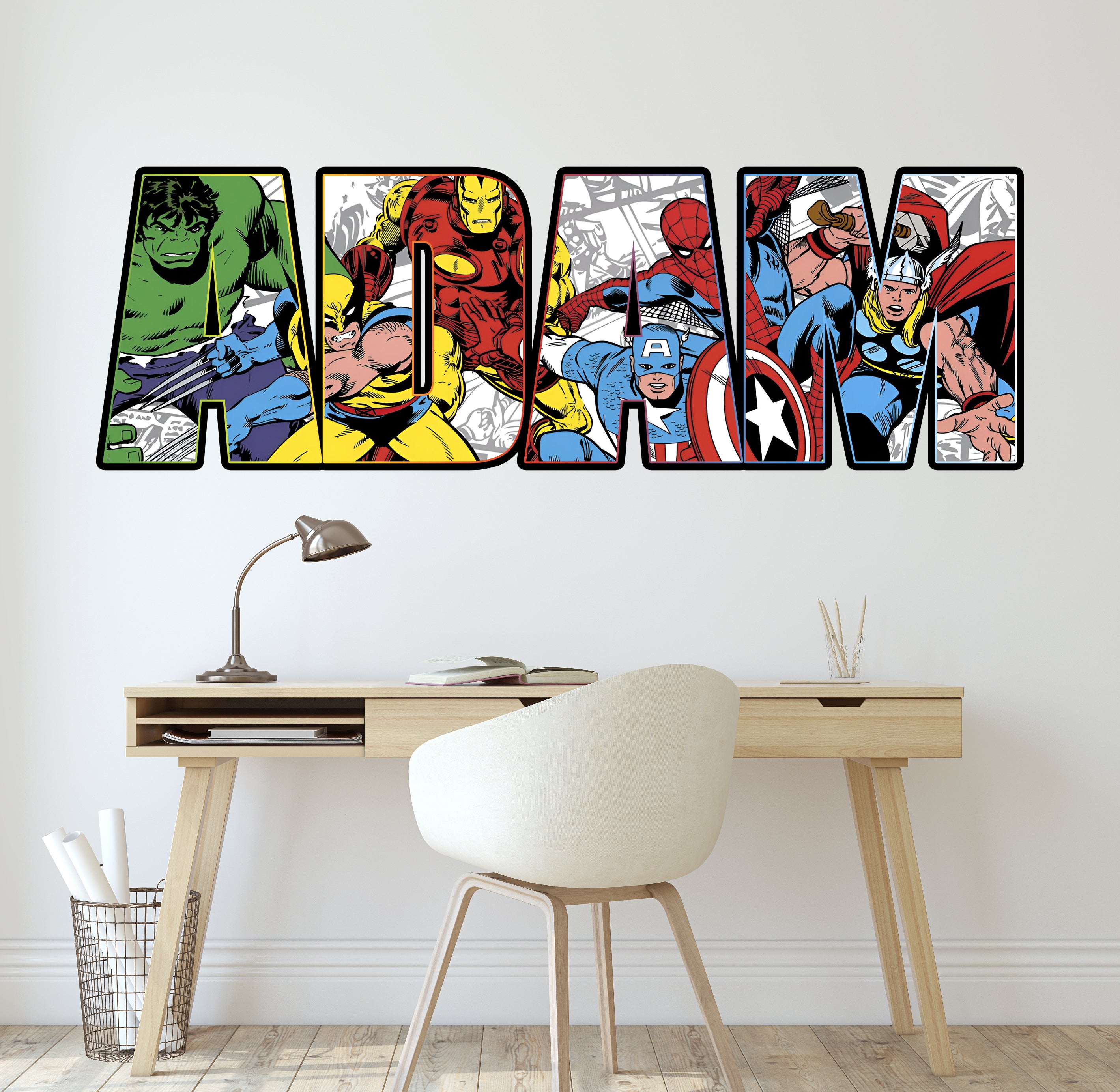 Marvel Avengers Superheroes Personalized Custom Name Wall Sticker Decal Vinyl Mural Comics