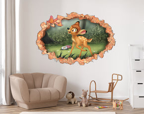 Bambi Wall Sticker 3D Brick Wall Smashed Hole Effect Decal