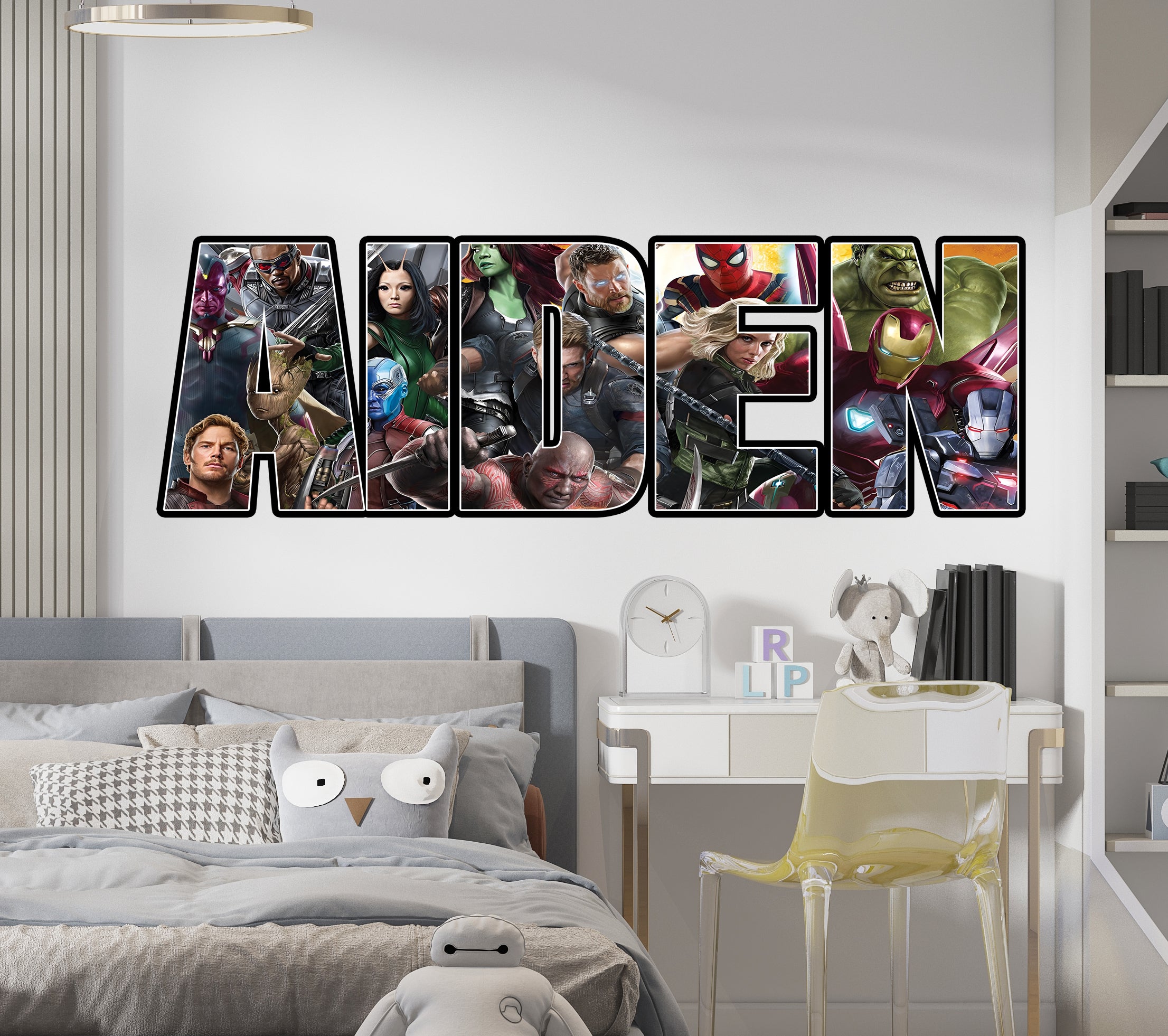 Marvel Avengers Super Heroes Personalized Custom Name Wall Sticker Decal 03