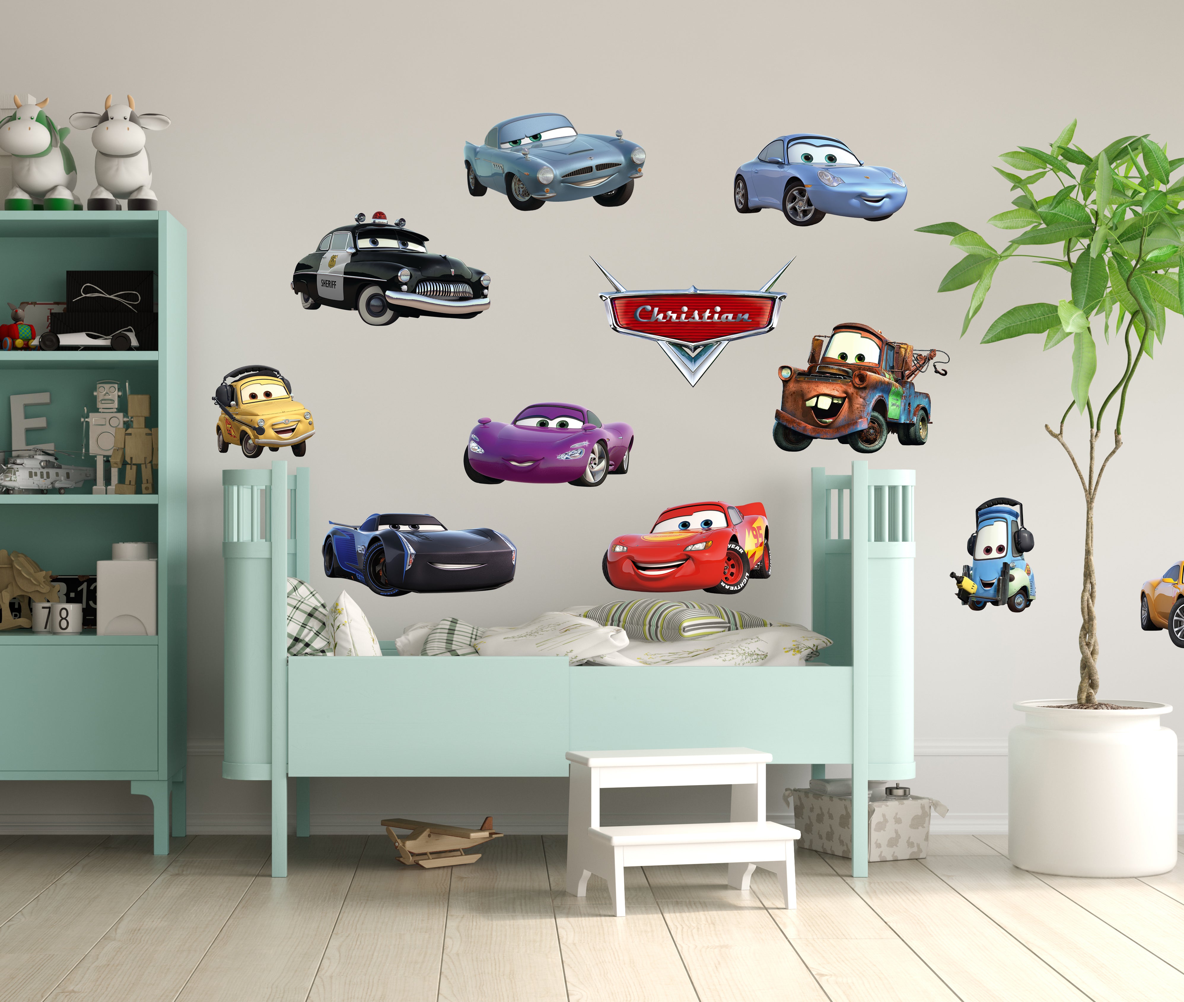 Disney Cars Characters Set Personalized Name Wall Sticker Removable Decal Custom CMO10