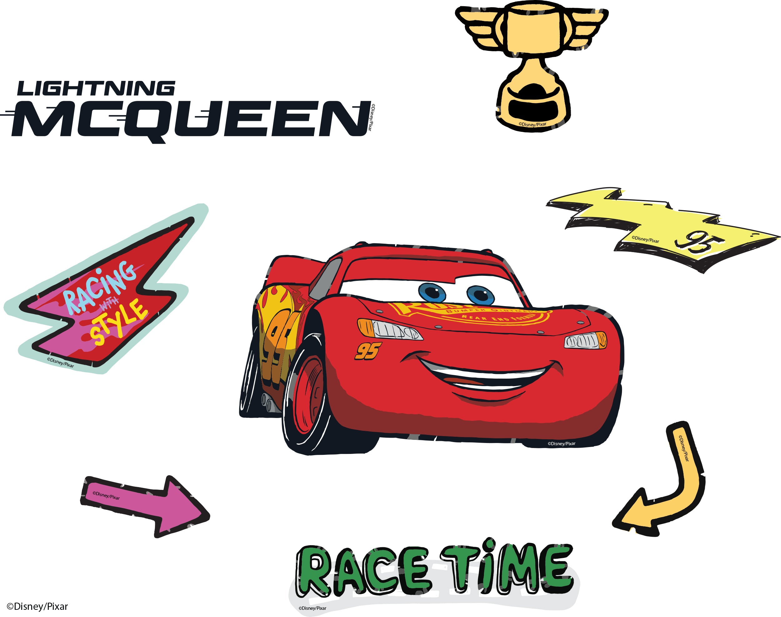 Lightning Mcqueen Disney Cars Movie 3D Wall Sticker Decal Home Decor Wall Art