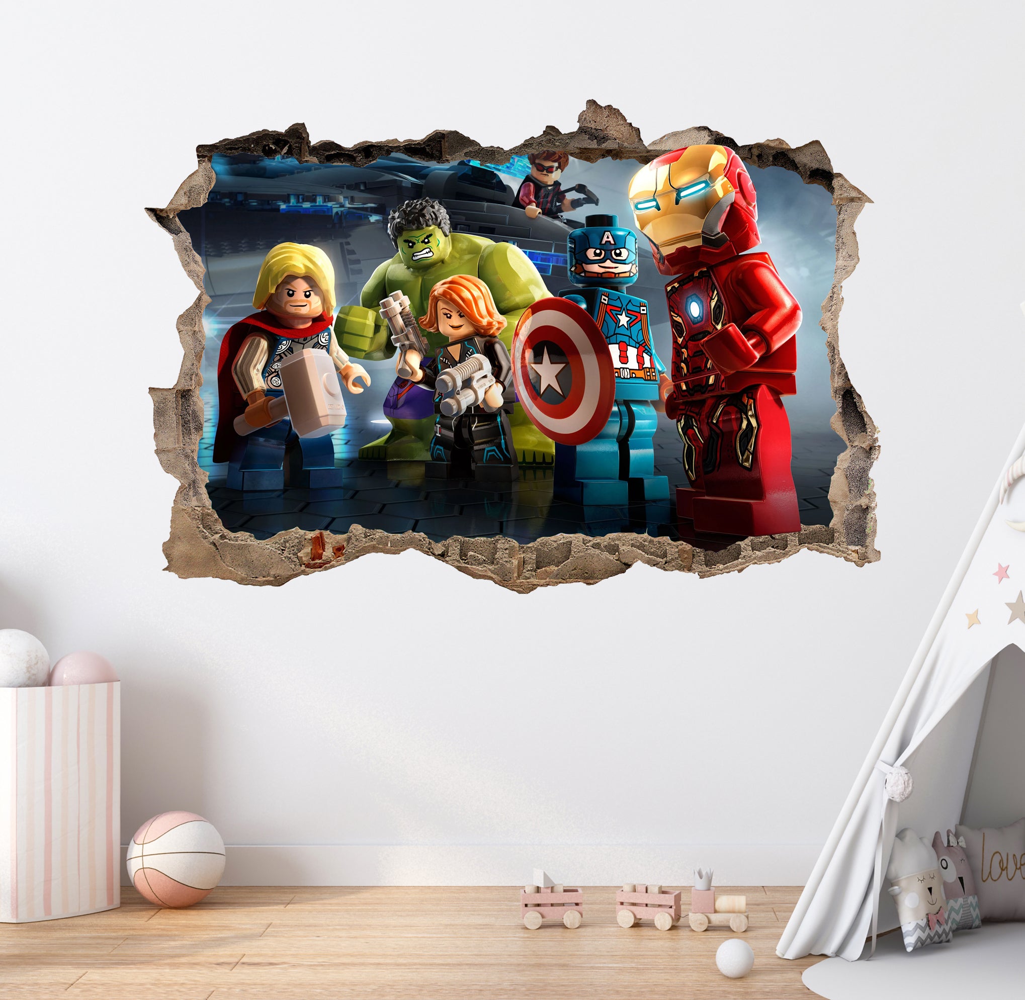 Lego Marvel 3D Smashed Wall Decal Removable Sticker Wall Art Decor Mural LG02