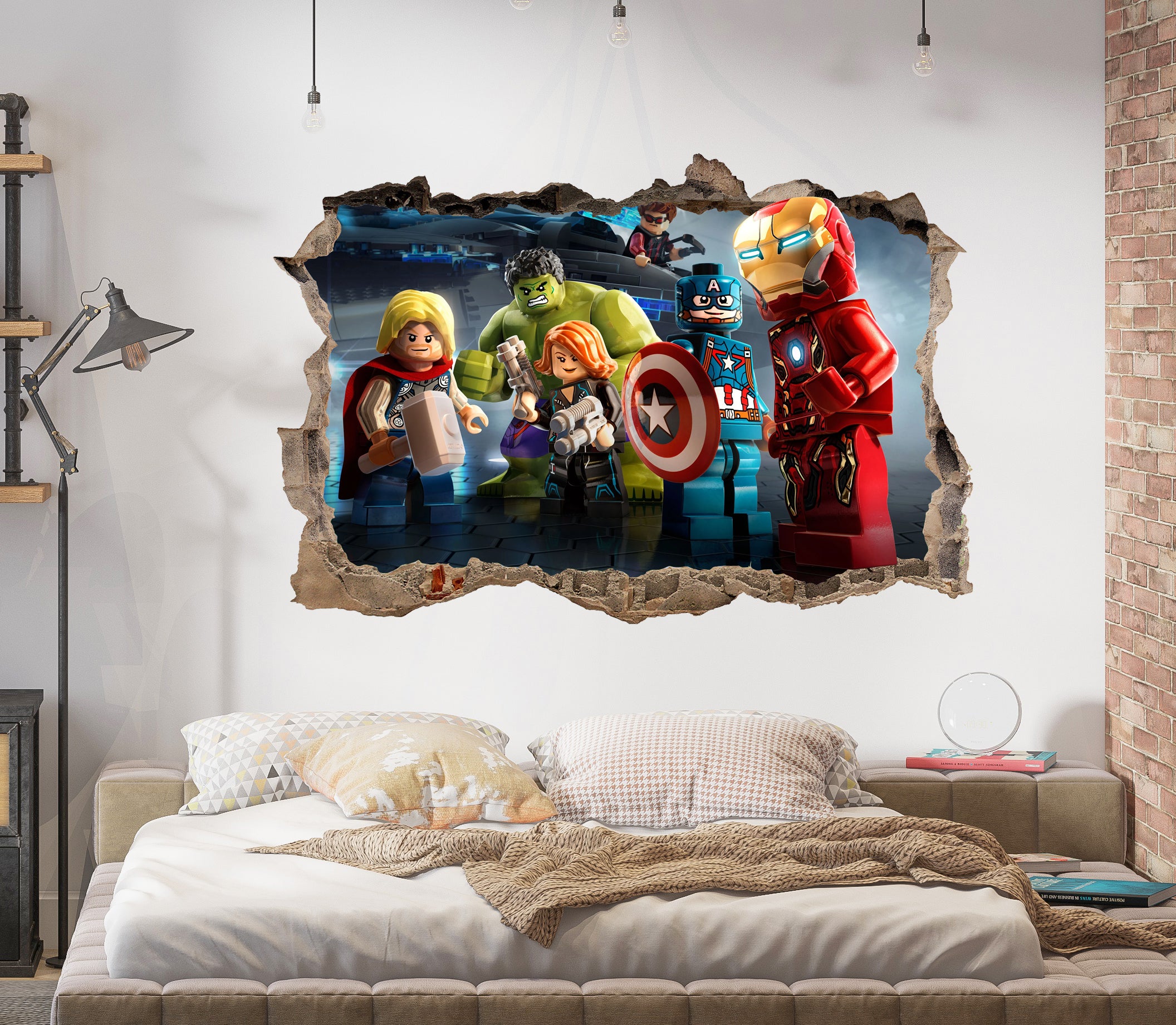 Lego Marvel 3D Smashed Wall Decal Removable Sticker Wall Art Decor Mural LG02