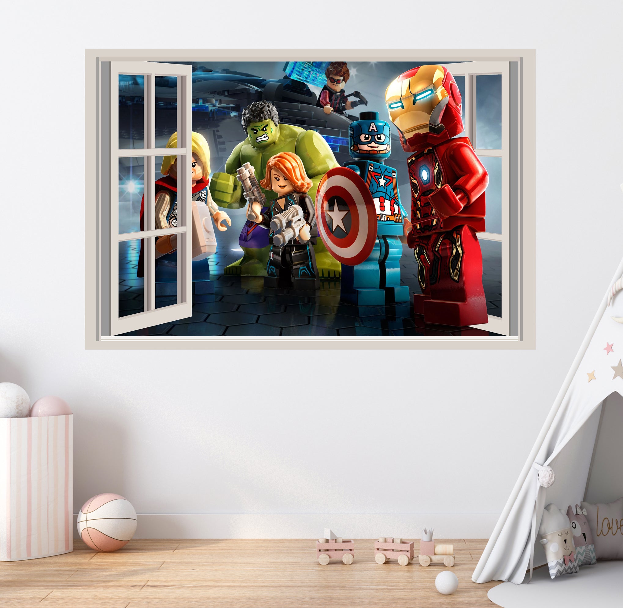 Lego Marvel 3D Window Wall Decal Removable Sticker Wall Art Decor Mural LG03
