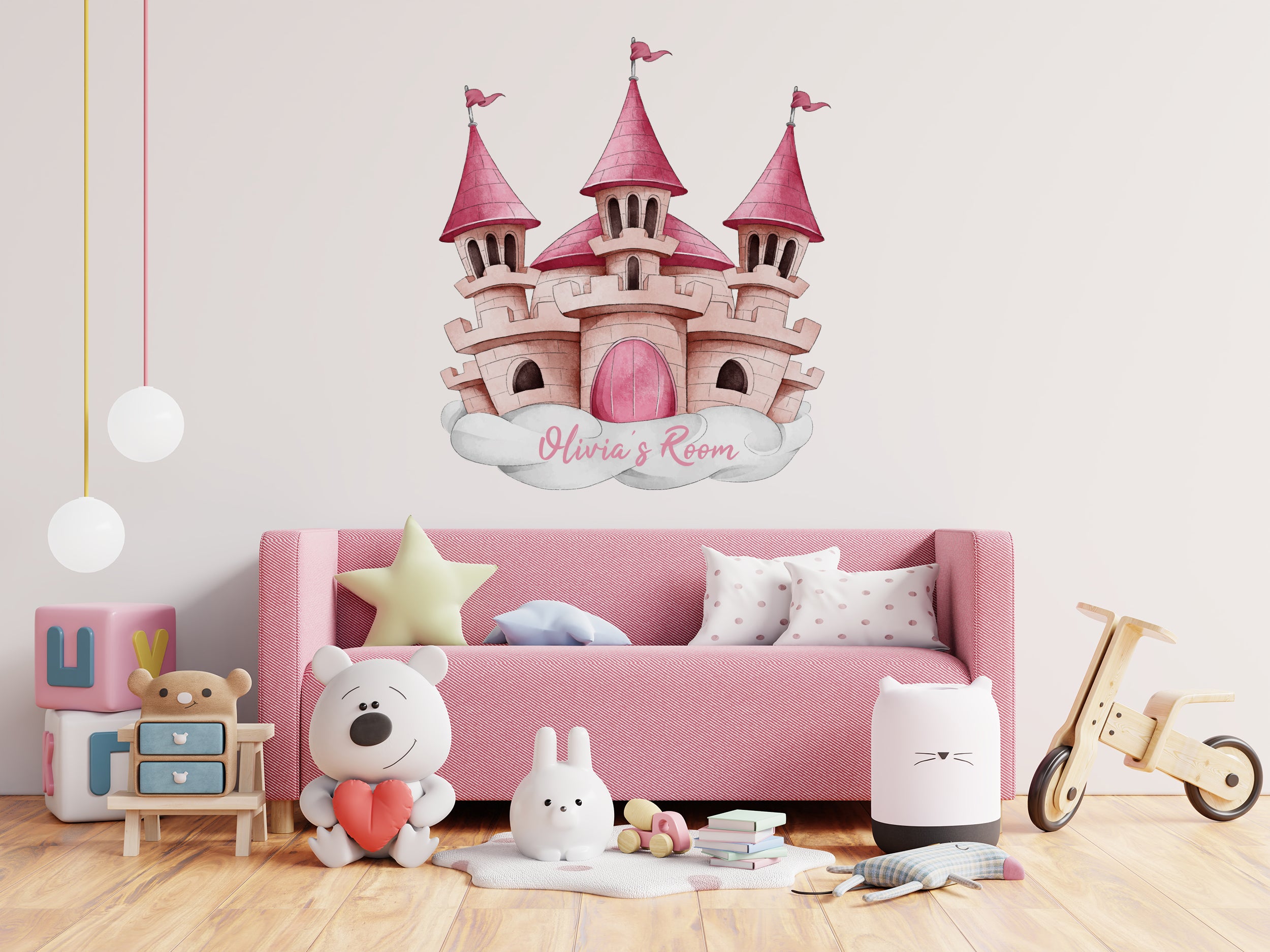 Princess Castle Personalized Custom Name Wall Sticker Decal Vinyl Mural