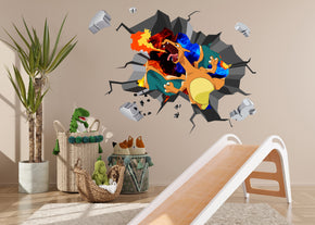 Charizard Fire Breath Pokemon 3D WALL EXPLOSION Decal Wall Sticker Decor Art