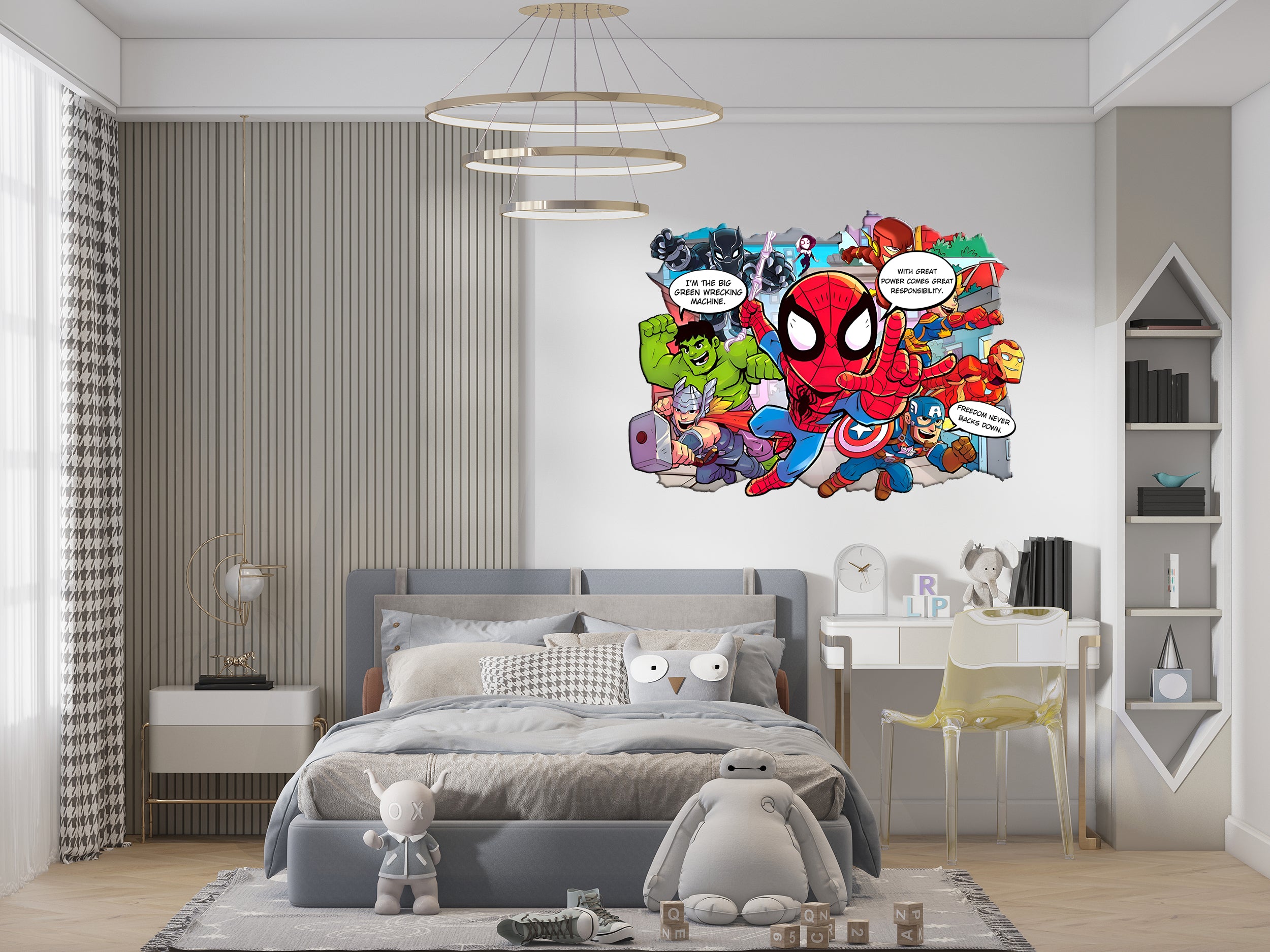 Personalized Spider-man Avengers Superhero Comics Text Wall Stickers Custom Name Children's Popular Characters Room Decorations Removable Decal Home Decor Art AVG04