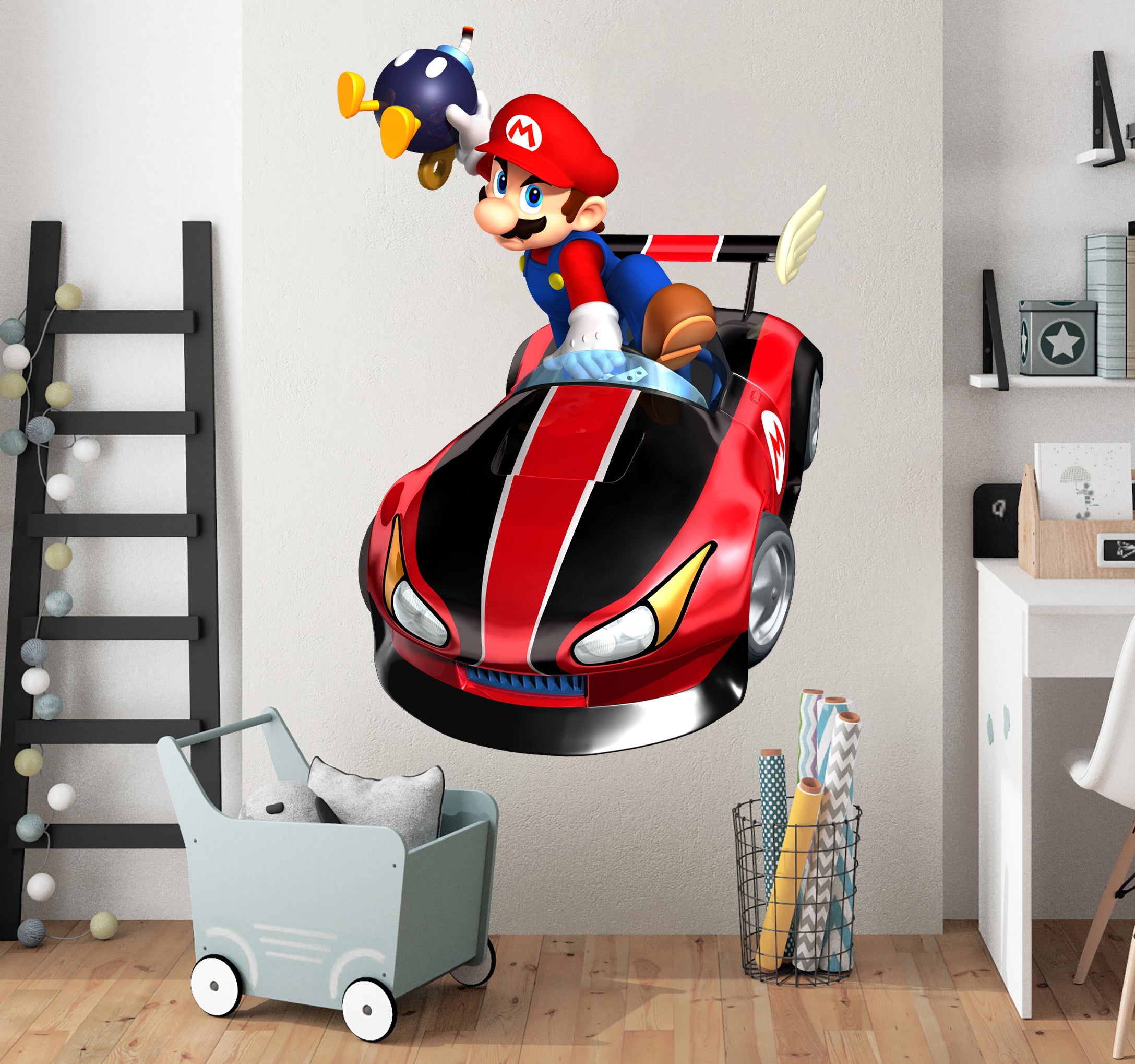 Super Mario Bros Race Car Wall Decal Removable Sticker Kids Home Decor Art SMR20