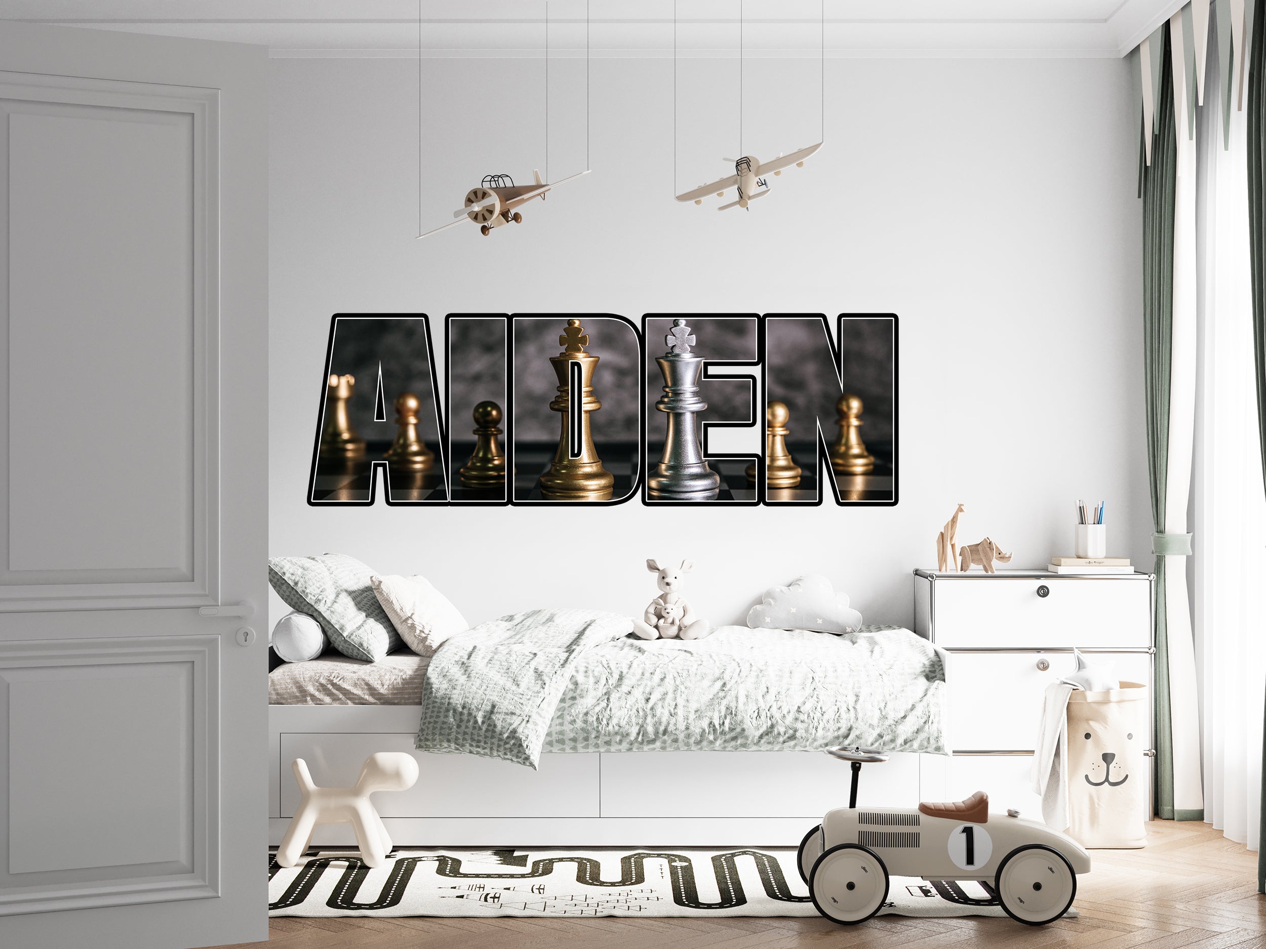Chess Name Wall Sticker Removable Decal Personalized Custom Wall Decor Art