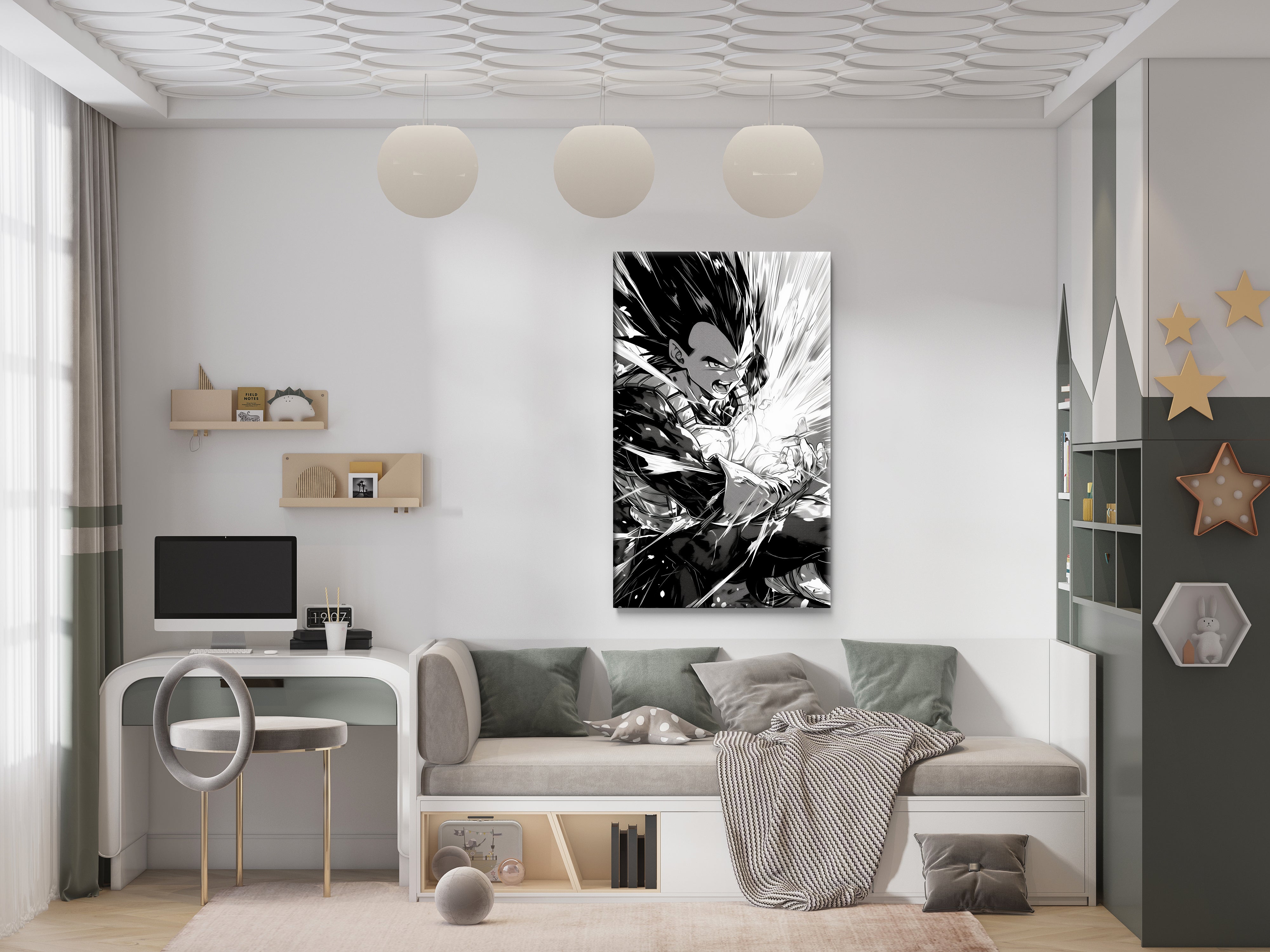 Vegeta B&W Dragon Ball Z Canvas Print Wall Art Wall Decor Giclee GMD33