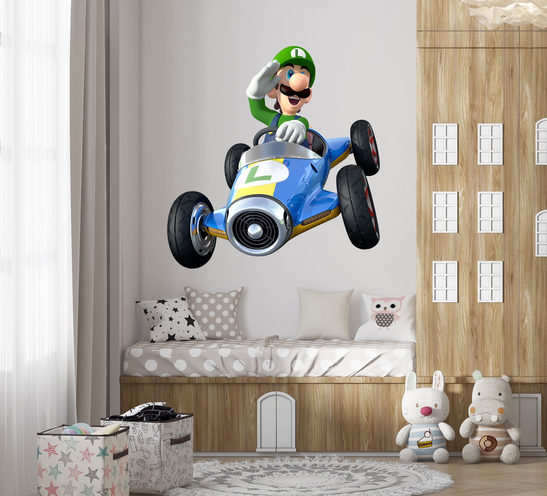Luigi Super Mario Bros Kart Wall Decal Removable Sticker Kids Home Decor Art SMR17