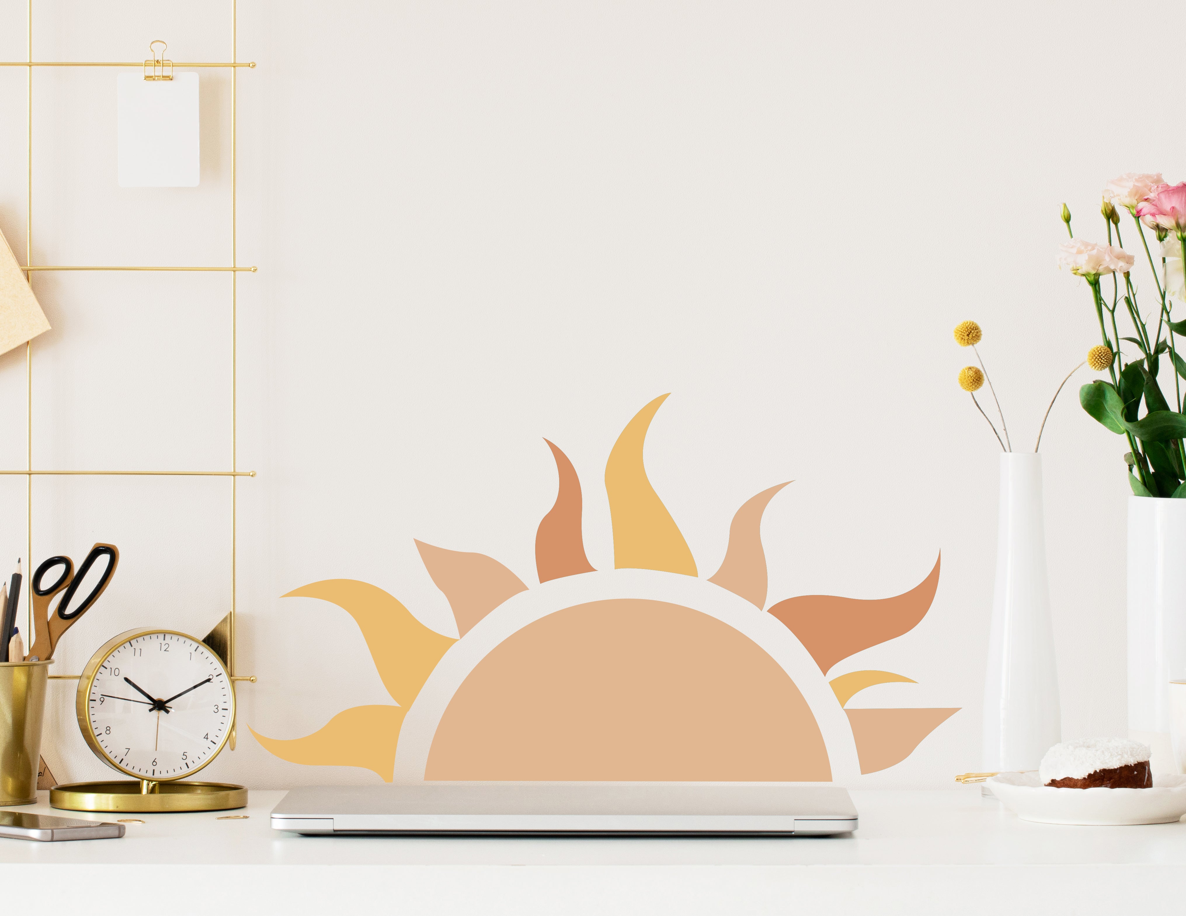 Boho Wall Decal Half Sun Wall Sticker Rising Sun Kids Room Wall Art
