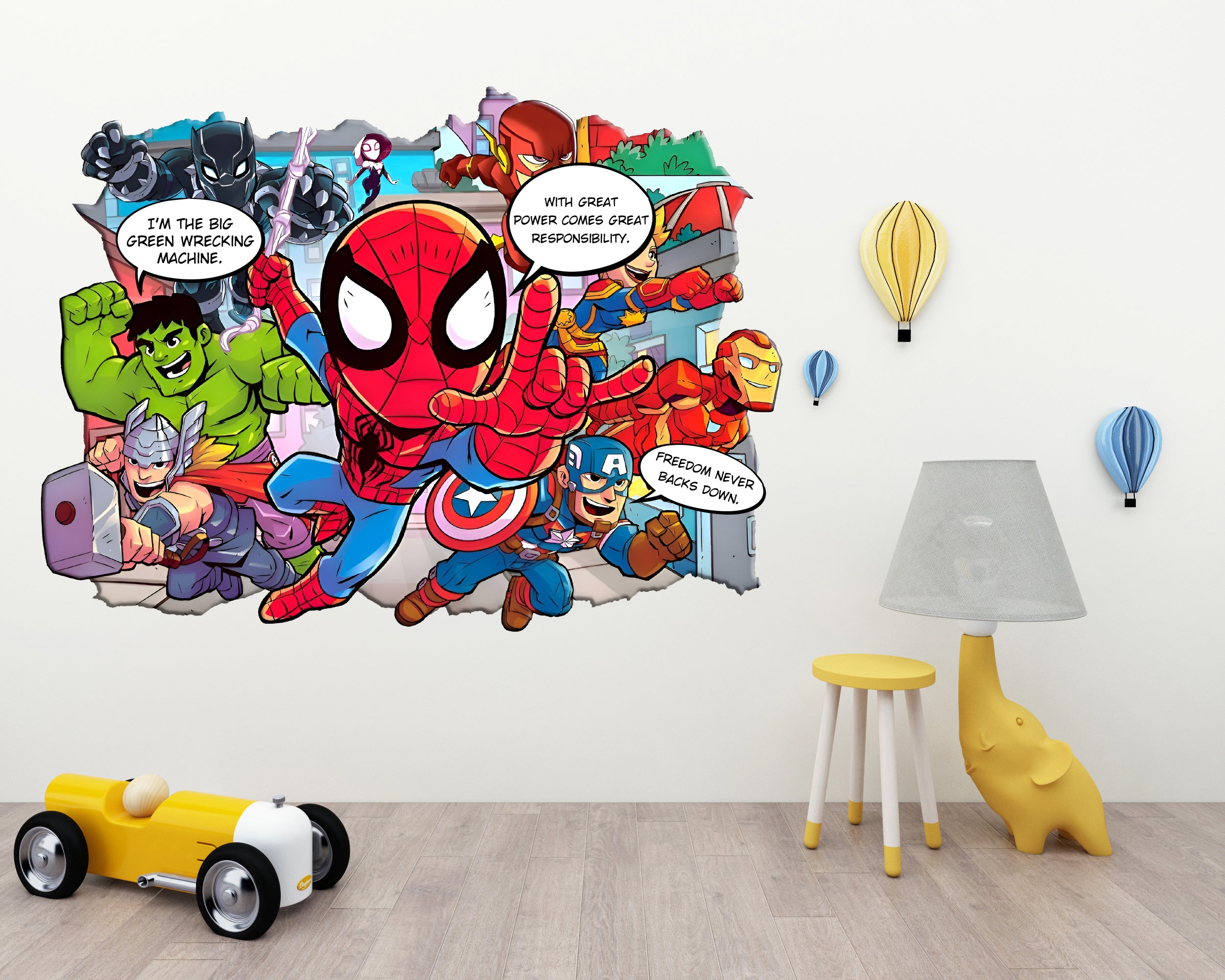 Personalized Spider-man Avengers Superhero Comics Text Wall Stickers Custom Name Children's Popular Characters Room Decorations Removable Decal Home Decor Art AVG04