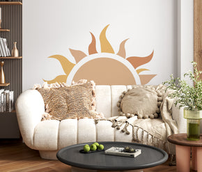 Boho Wall Decal Half Sun Wall Sticker Rising Sun Kids Room Wall Art
