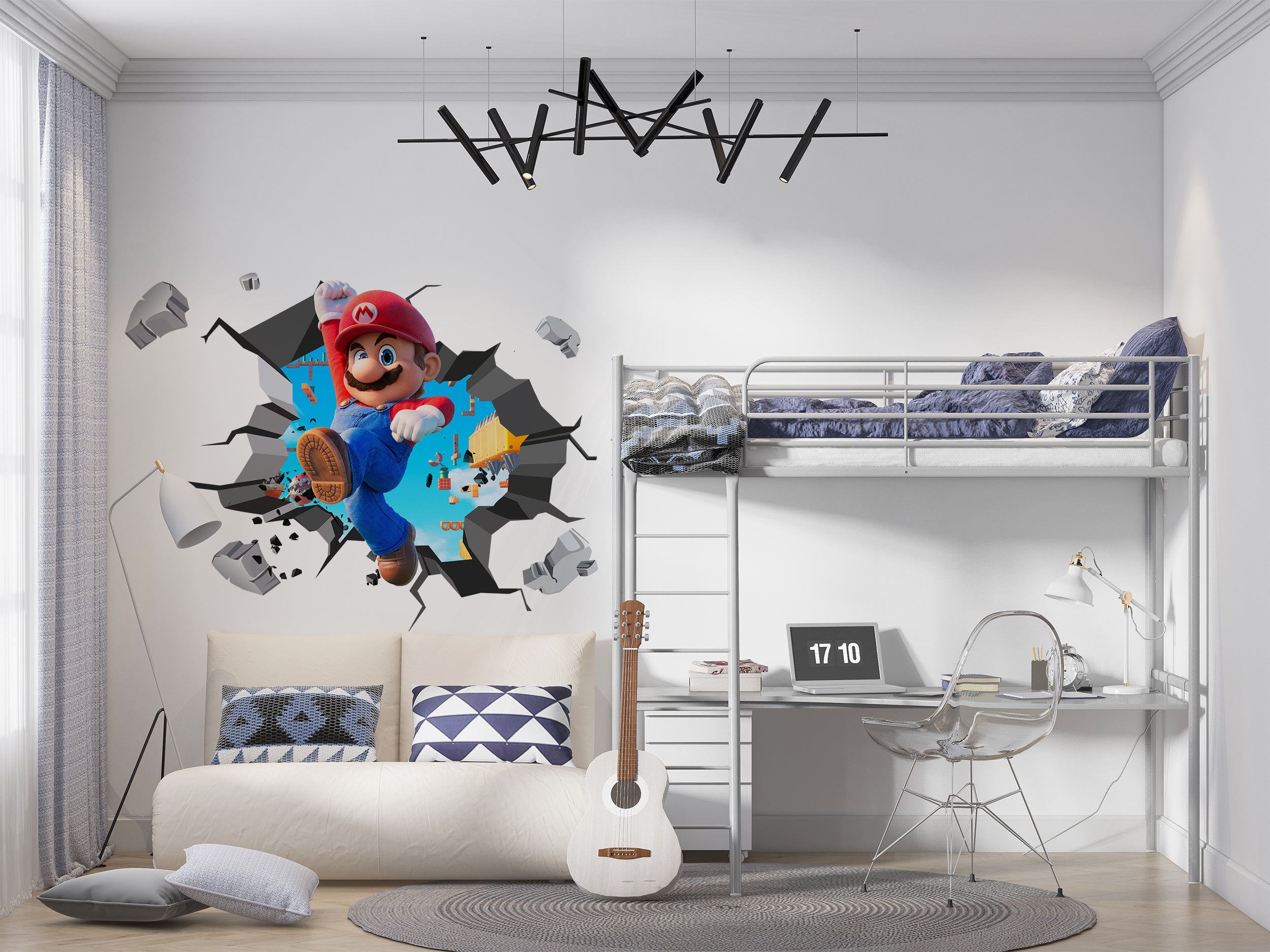 Super Mario Bros WALL EXPLOSION Decal Wall Sticker Home Decor Art Mural Kids
