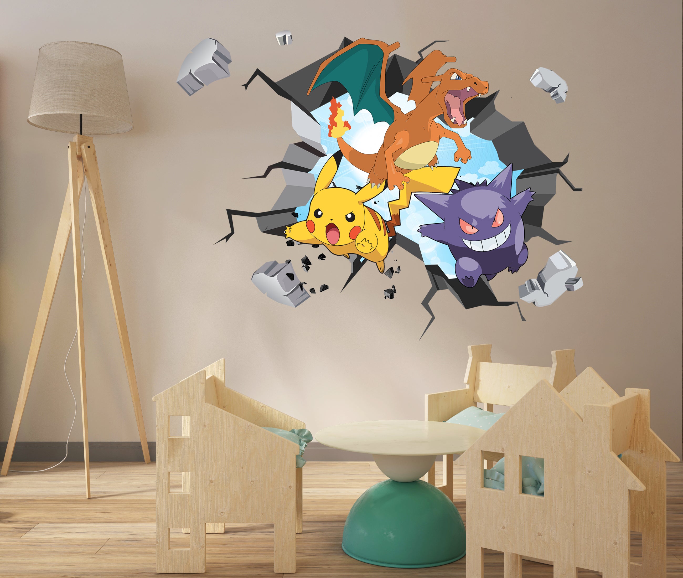 Pokemon 3D WALL EXPLOSION Decal Wall Sticker Decor Art