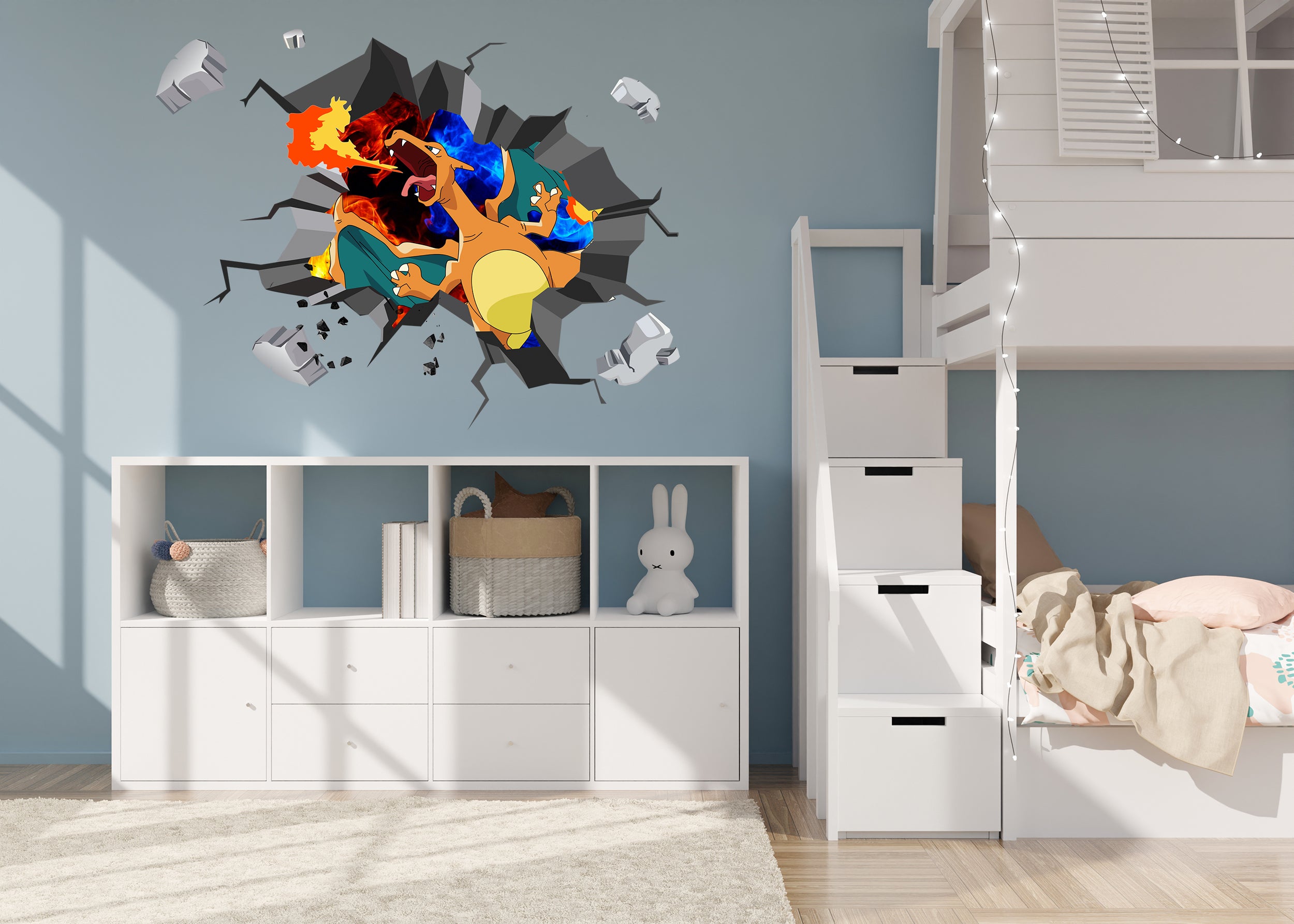 Charizard Fire Breath Pokemon 3D WALL EXPLOSION Decal Wall Sticker Decor Art