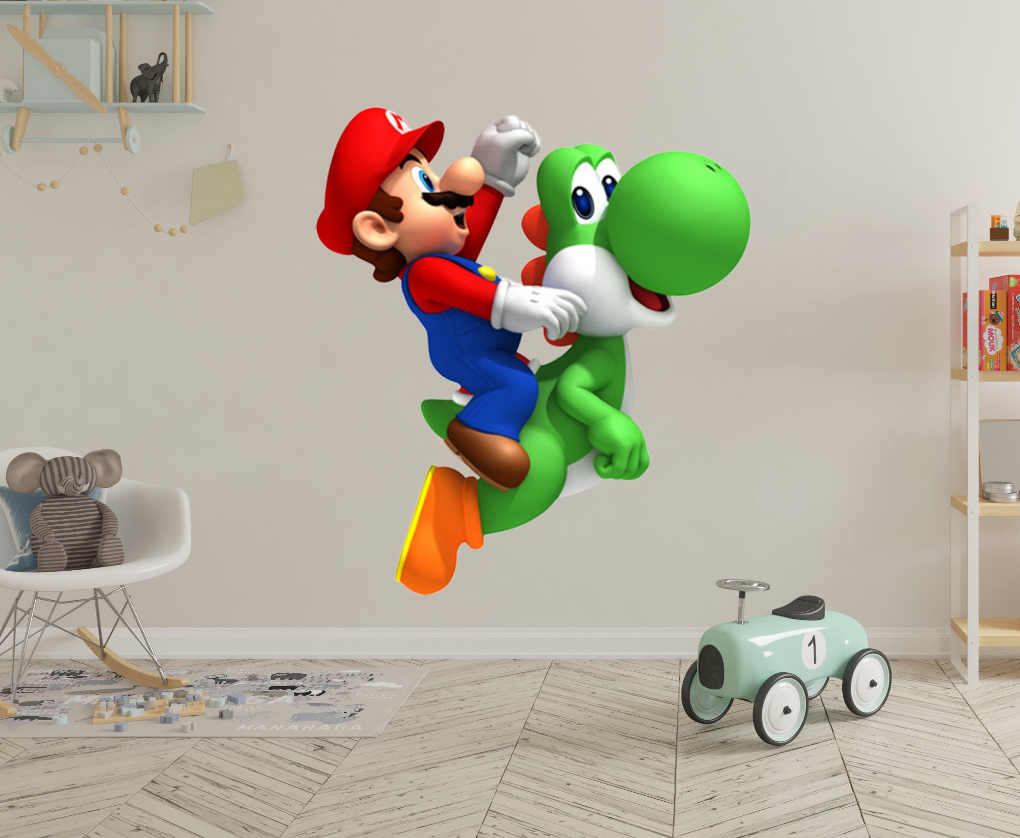 Mario On Yoshi Super Mario Bros Wall Decal Removable Sticker Kids Home Decor Art SMR32