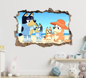 Bluey 3D Hole in The Wall Effect Wall Decal Wall Sticker Art