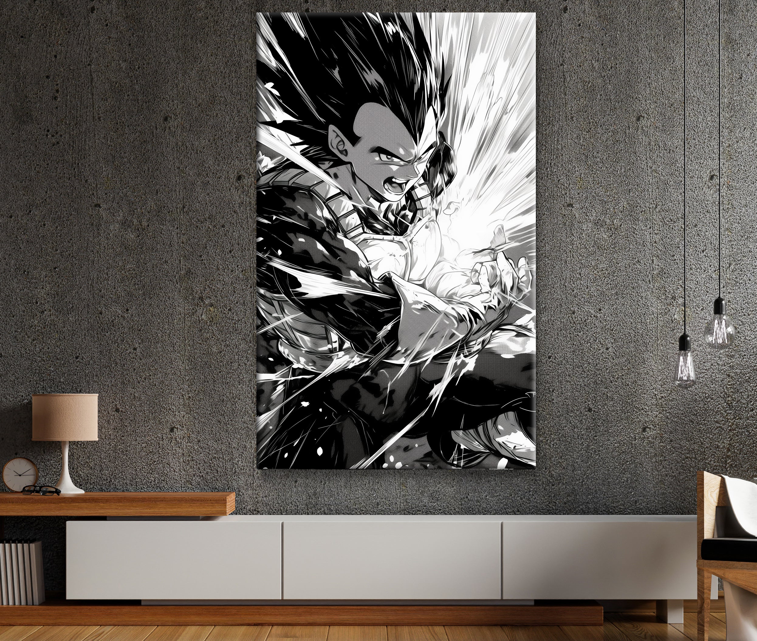 Vegeta B&W Dragon Ball Z Canvas Print Wall Art Wall Decor Giclee GMD33
