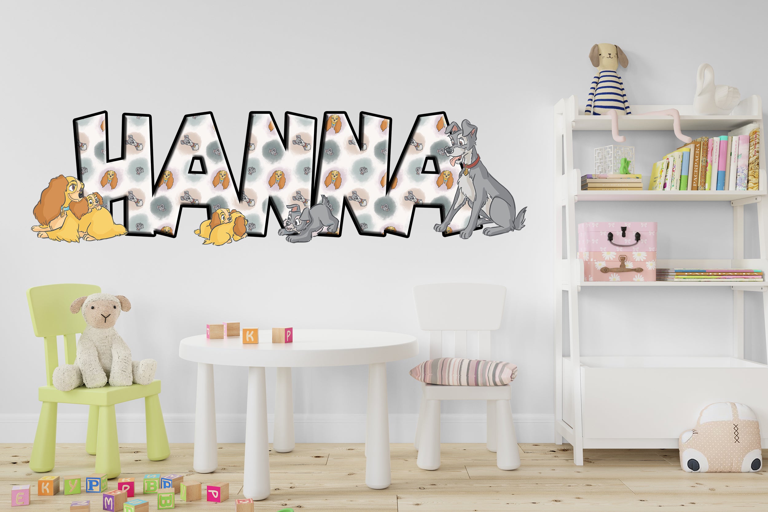 Lady And The Tramp Personalized Name Wall Sticker Removable Decal Custom Wall Decor Art