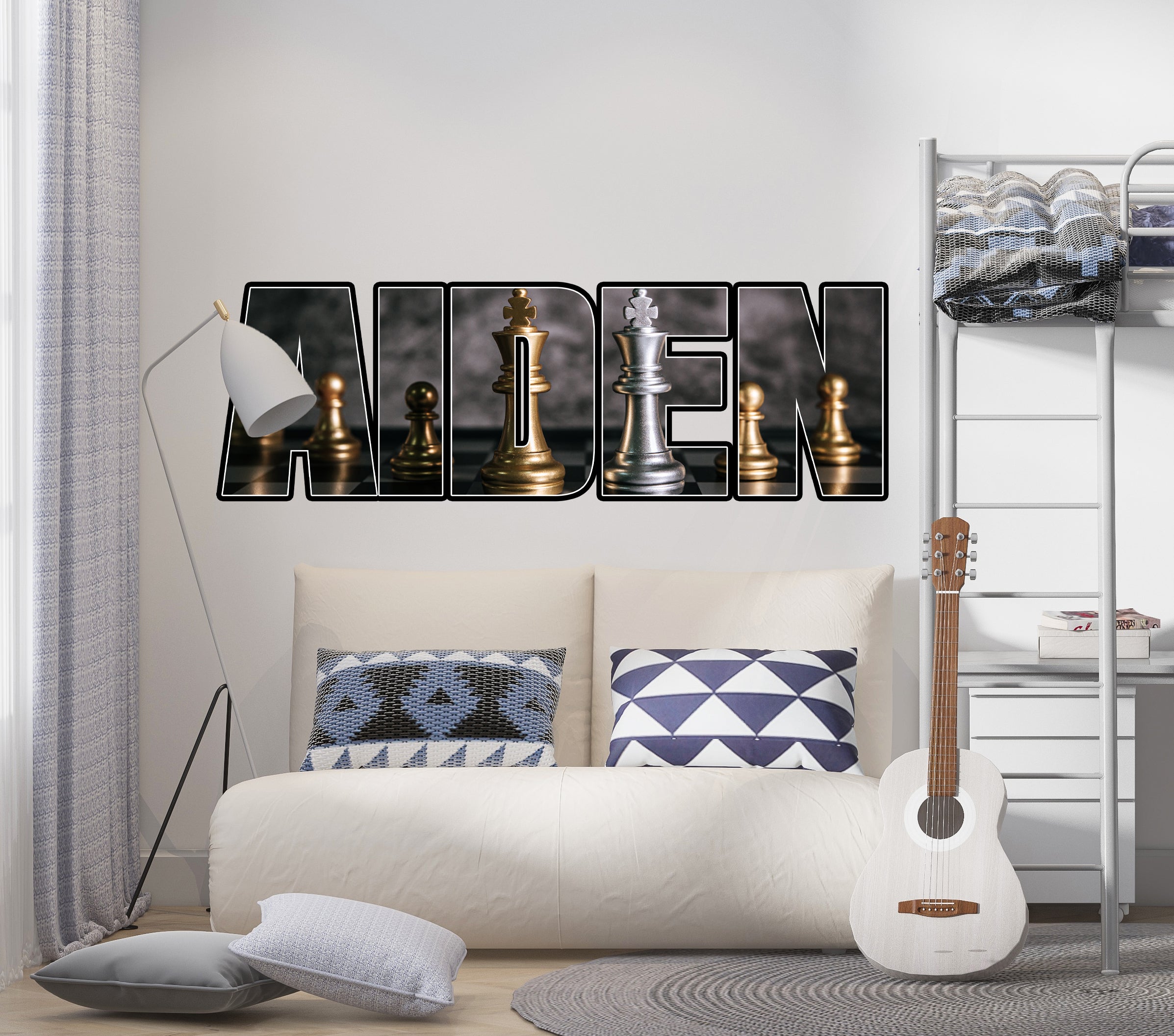 Chess Name Wall Sticker Removable Decal Personalized Custom Wall Decor Art