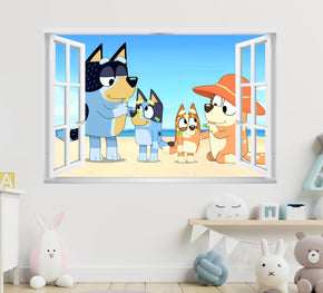 Bluey 3D Window Wall Sticker Decal Home Decor Mural Wall Art