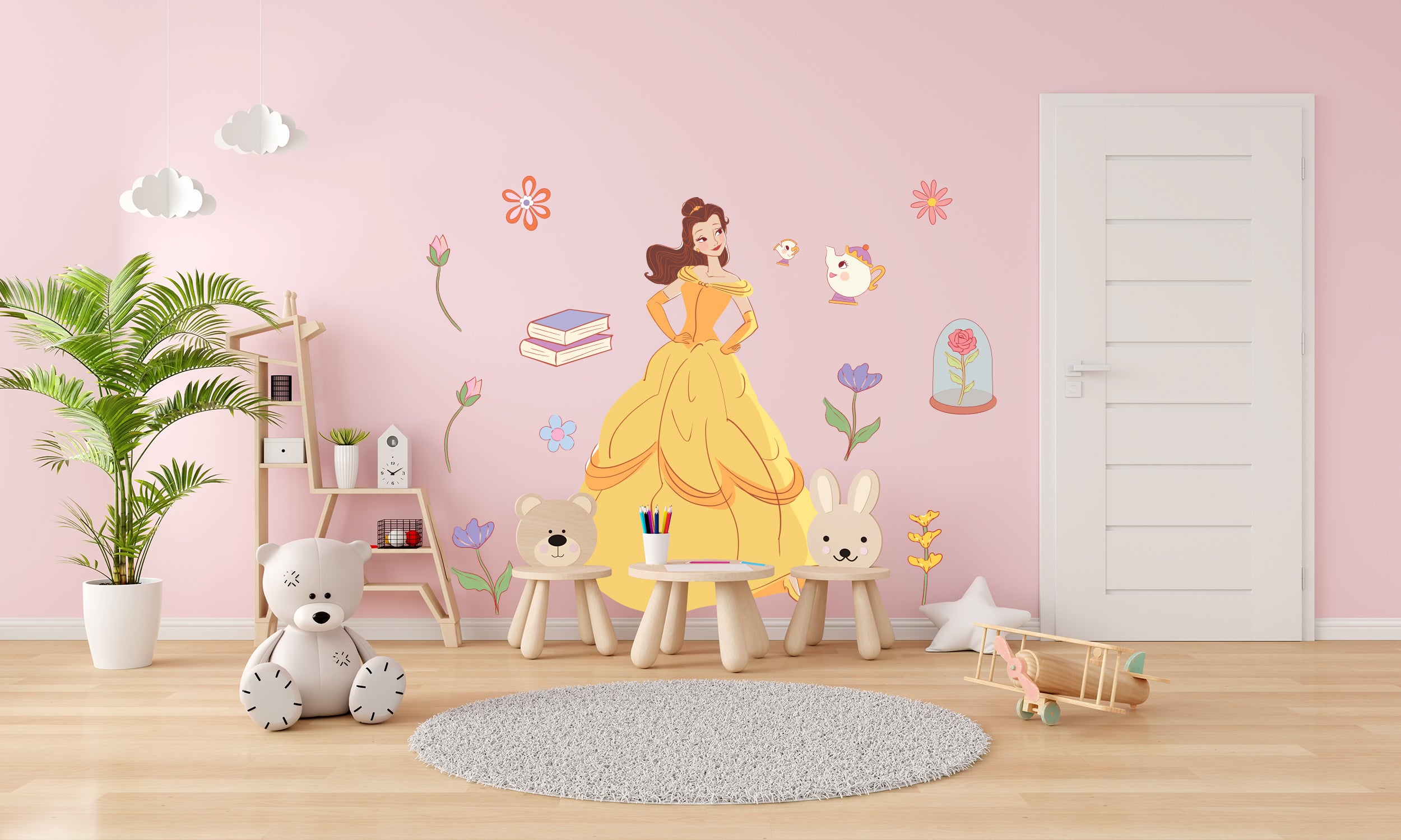 Belle Beauty and The Beast Princess 3D Wall Sticker Decal Home Decor Wall Art