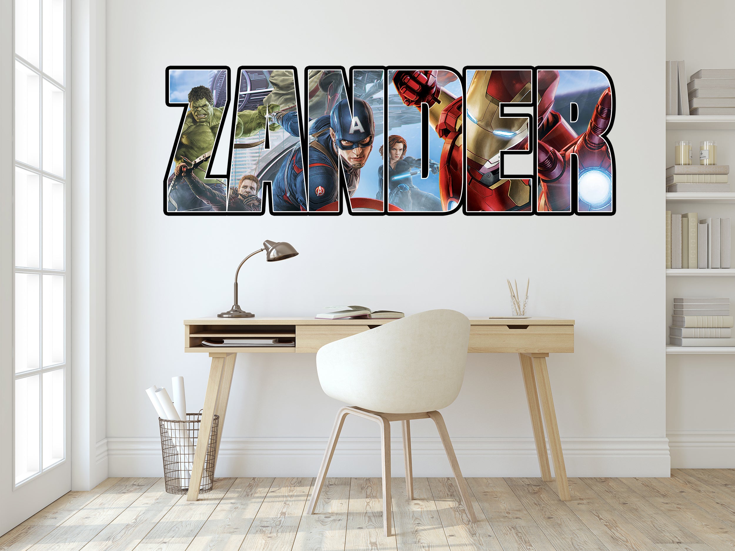 Marvel Avengers Super Heroes Personalized Custom Name Wall Sticker Decal 01