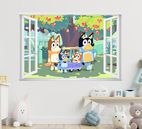 Bluey 3D Window Wall Sticker Decal Home Decor Mural Wall Art
