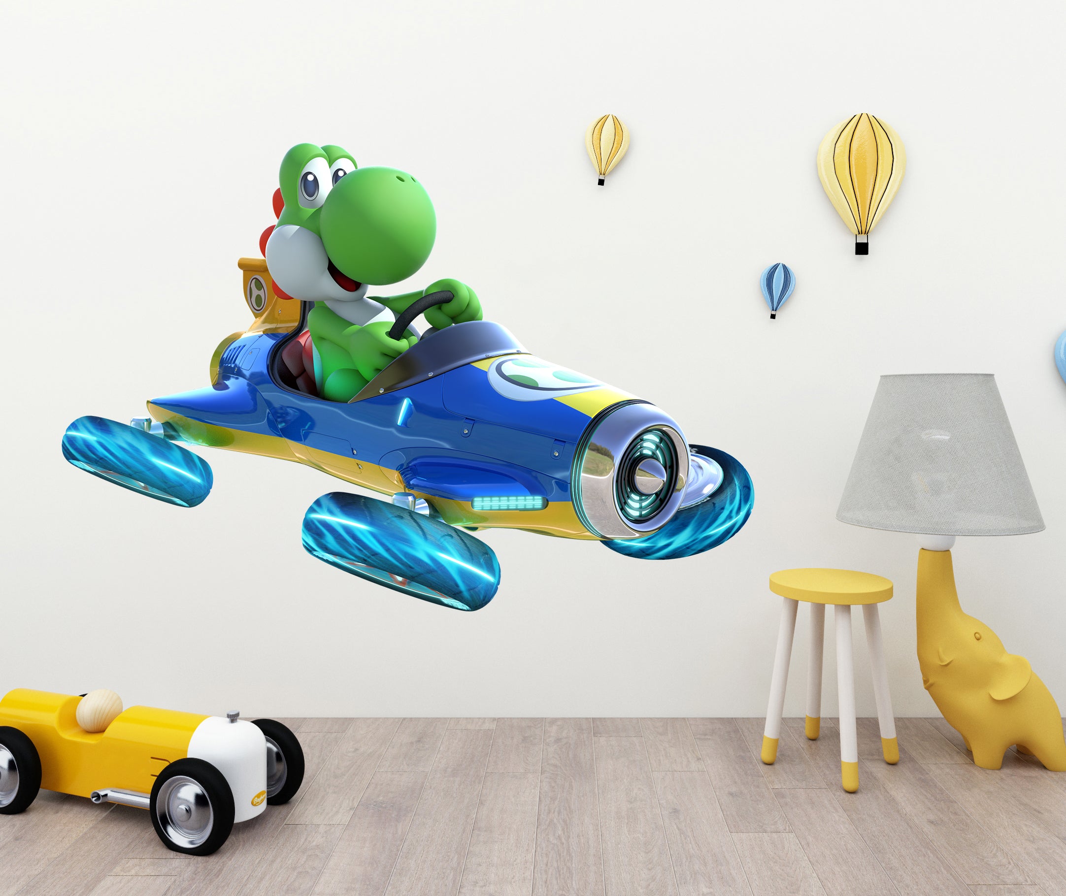 Yoshi Super Mario Bros Race Car Wall Decal Removable Sticker Kids Home Decor Art SMR22