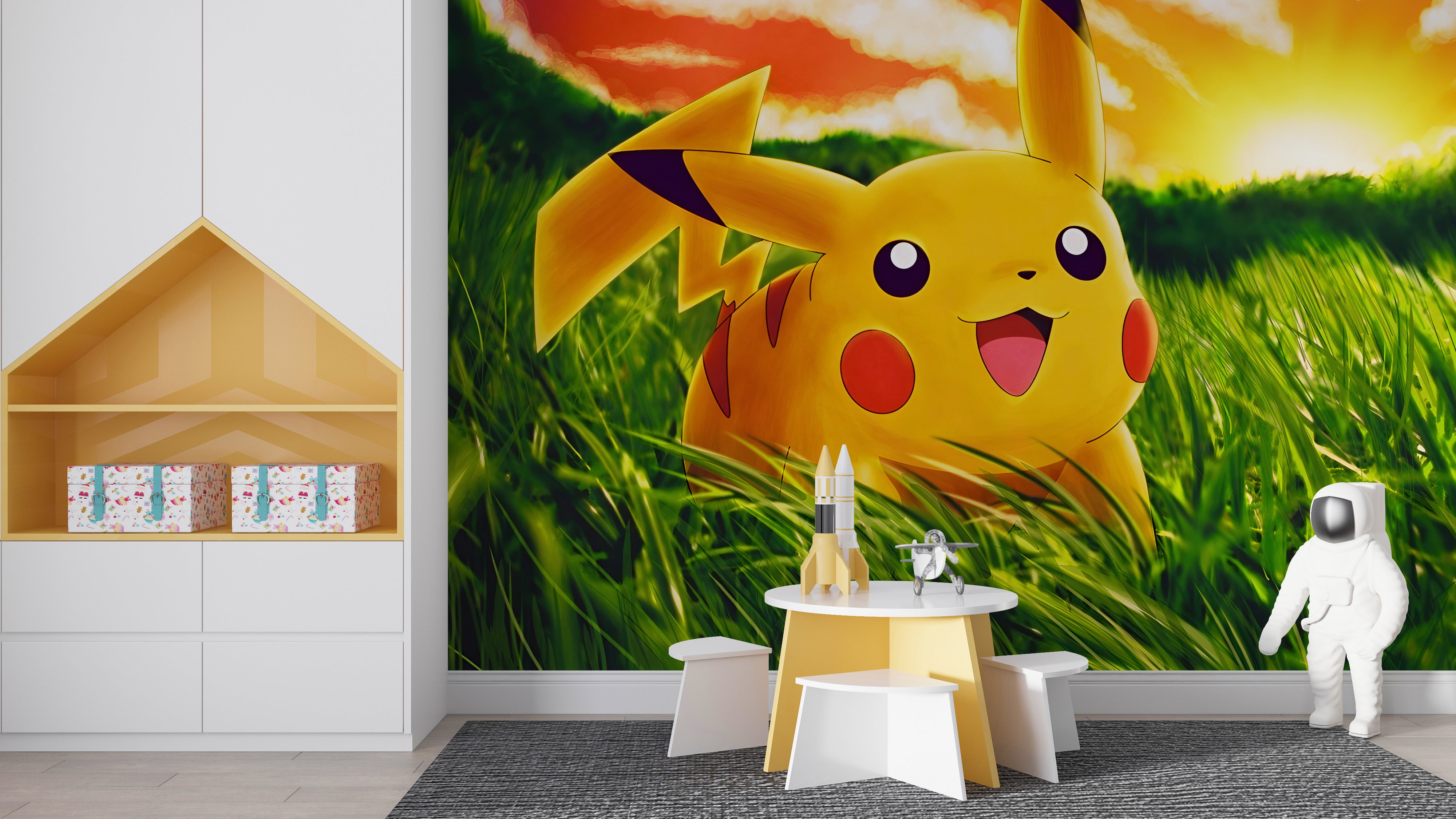 Pokemon Pikachu Self-Adhesive Wallpaper Mural Home Wall Art Decor WP44