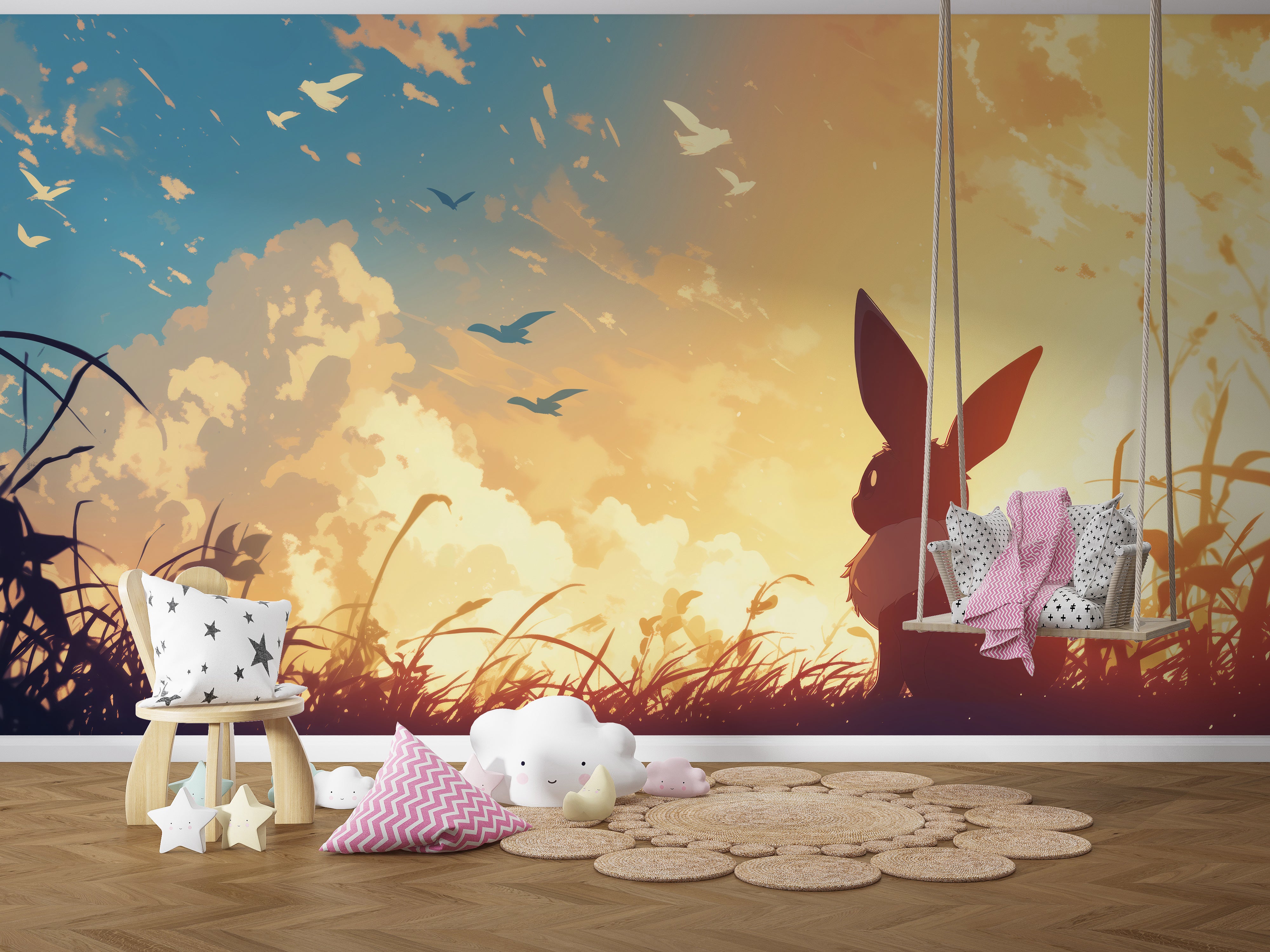 Pokemon Eeve Self-Adhesive Wallpaper Mural Home Wall Art Decor WP42