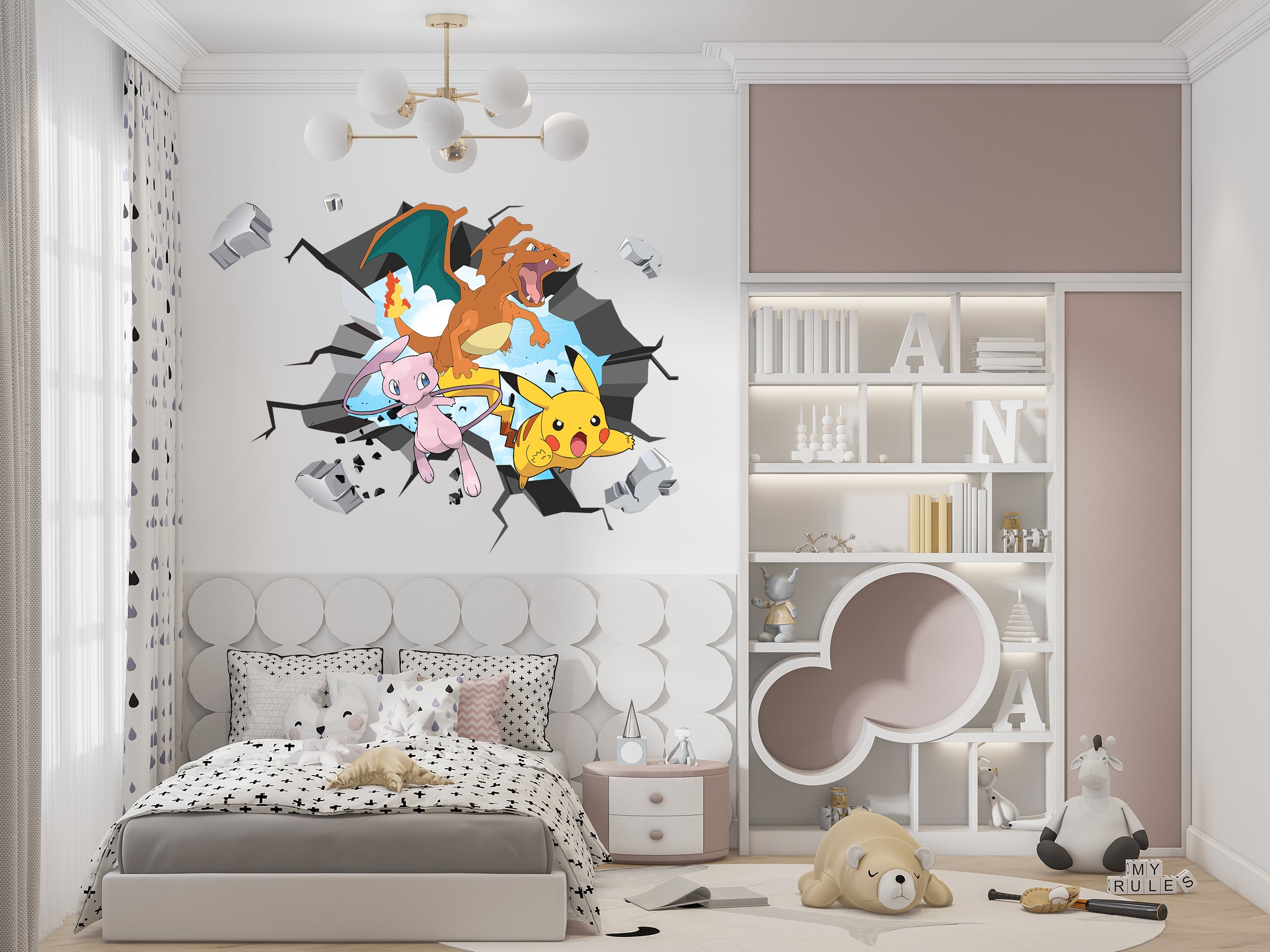 Pokemon 3D WALL EXPLOSION Decal Wall Sticker Decor Art