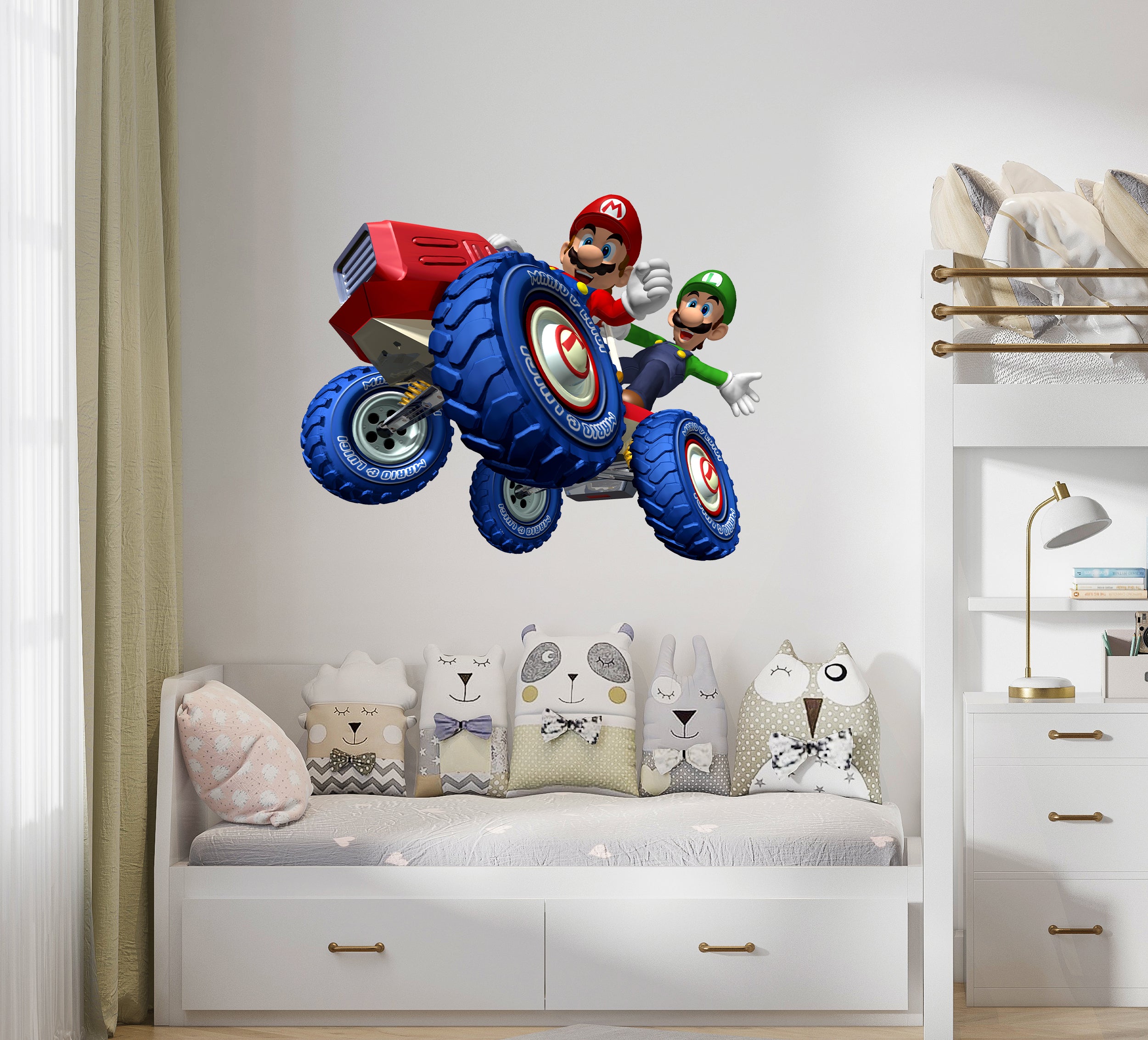 Mario & Luigi Kart Super Mario Bros Wall Decal Removable Sticker Kids Home Decor Art SMR04