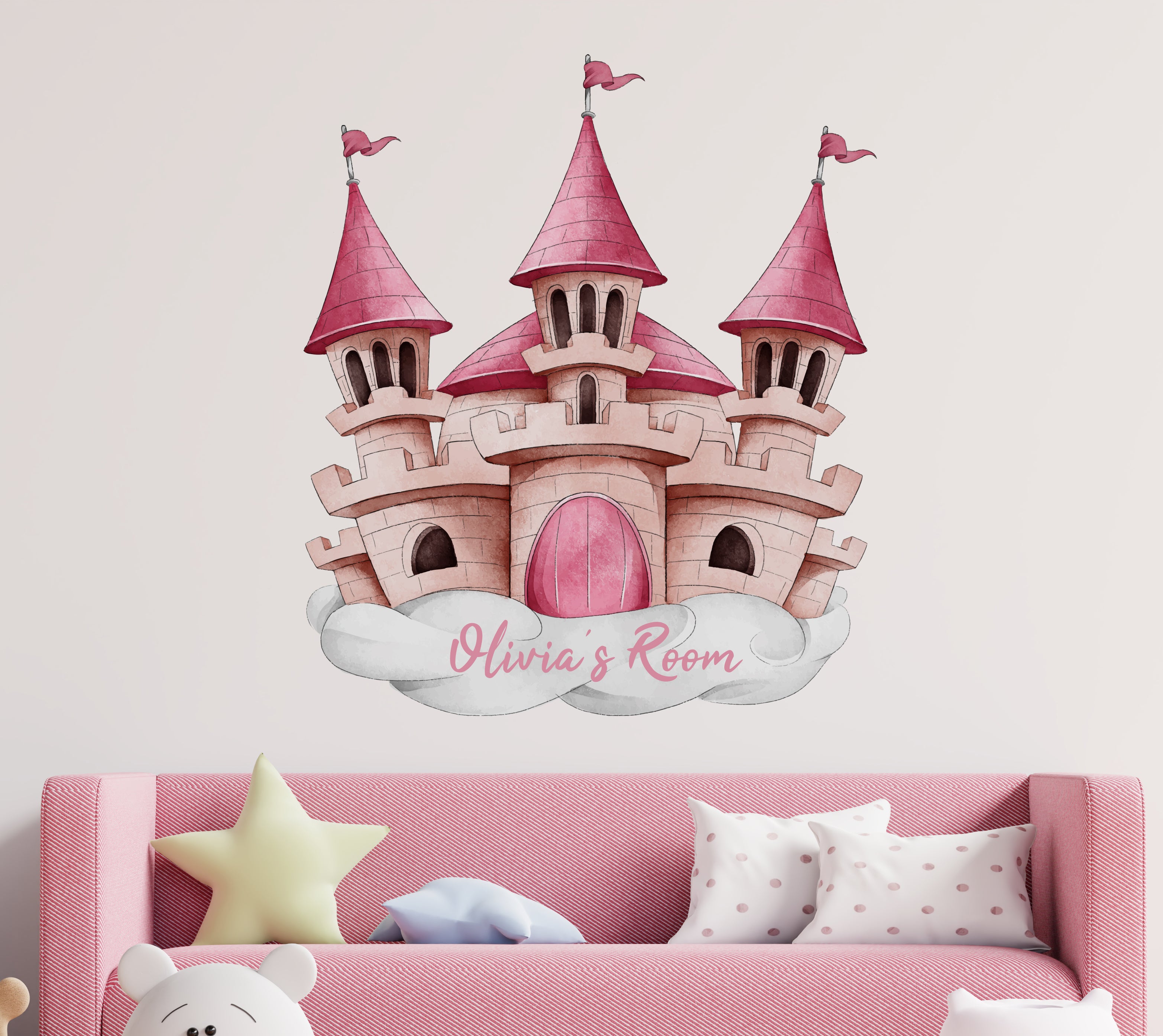 Princess Castle Personalized Custom Name Wall Sticker Decal Vinyl Mural