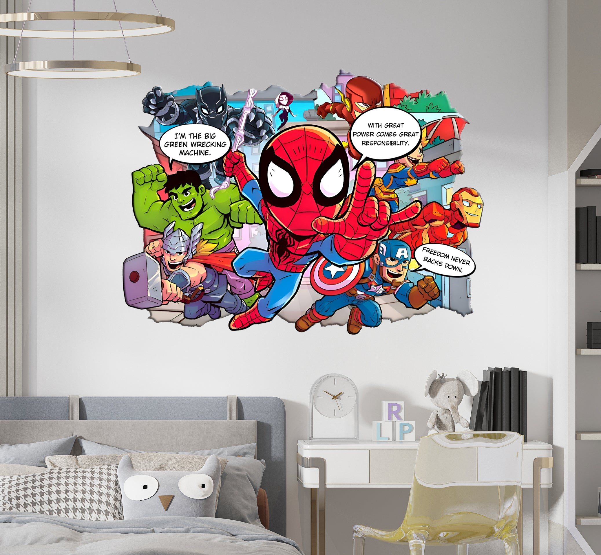 Personalized Spider-man Avengers Superhero Comics Text Wall Stickers Custom Name Children's Popular Characters Room Decorations Removable Decal Home Decor Art AVG04