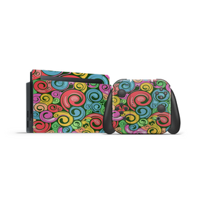 Color Swirls Retro Art Nintendo Switch Skin Decal For Console NSF32