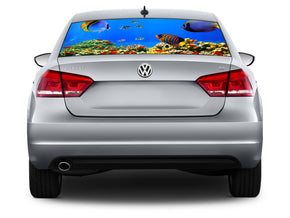 Underwater Coral Reef Car Rear Window See-Through Net Decal
