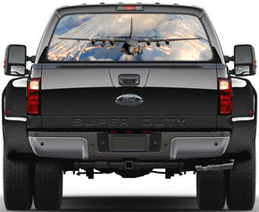 Airplane AC-130 Car Rear Window See-Through Net Decal