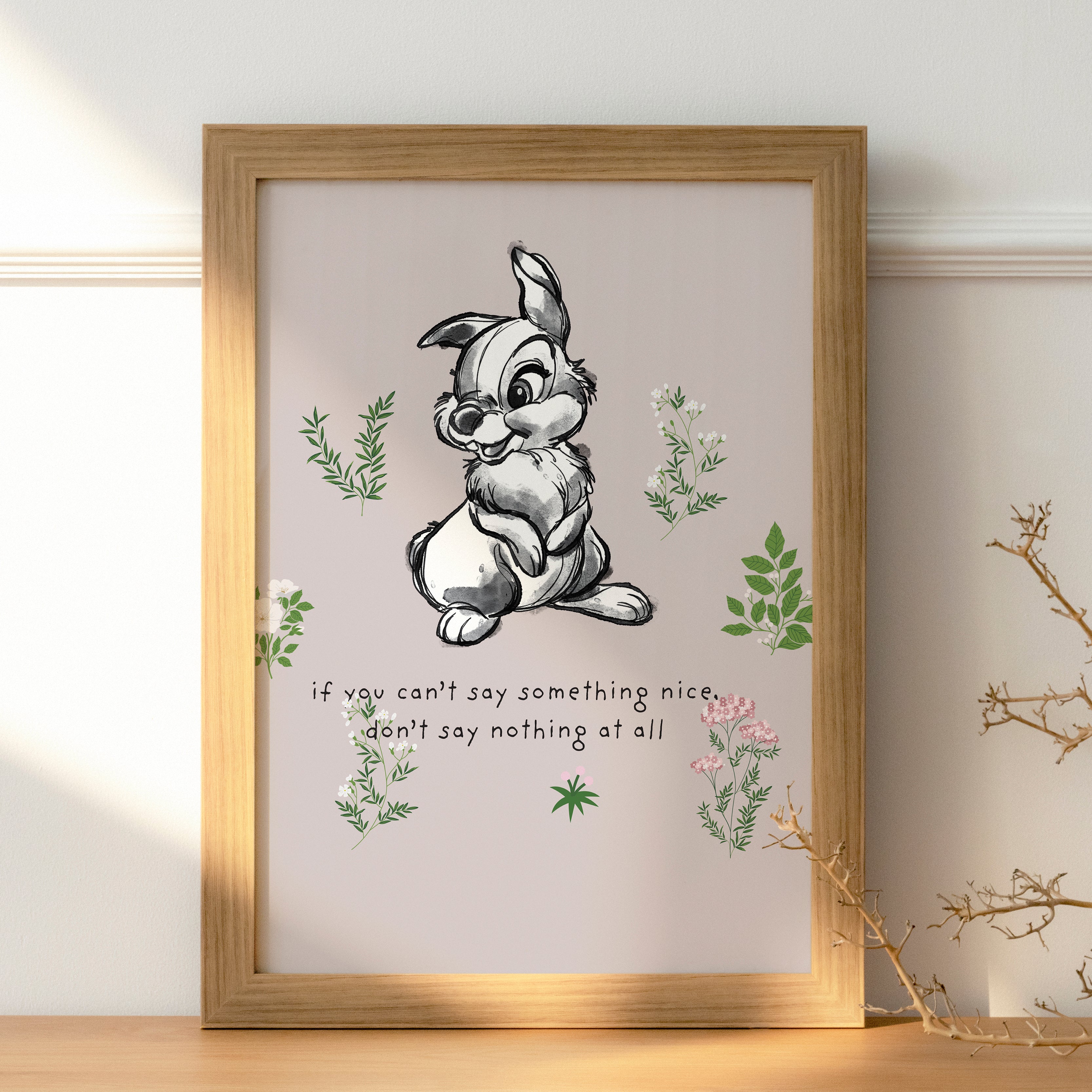 Thumper Bambi Minimalist Wall Poster Premium Paper Print - Multiple Sizes Available