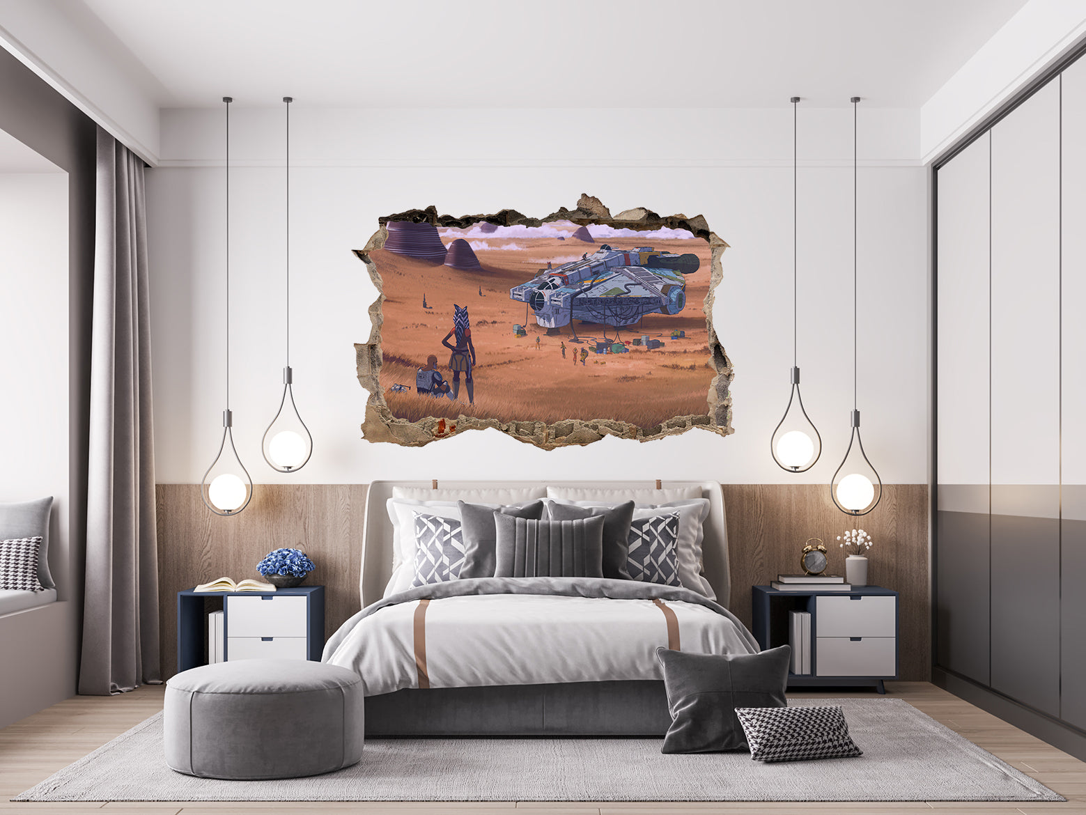Ahsoka Tano Star Wars 3D Smashed Broken Decal Wall Sticker JS169